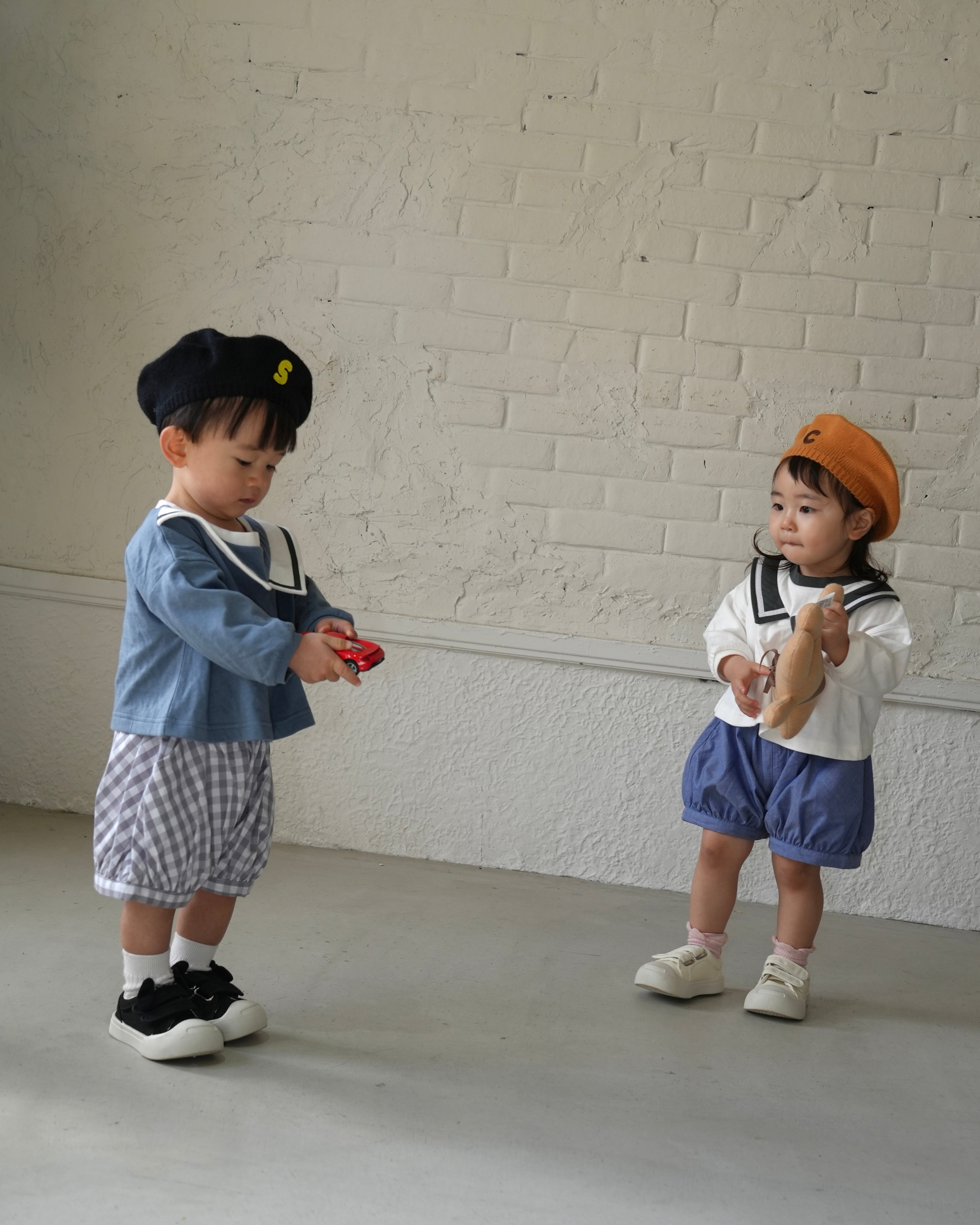 Sailor Collar Volume Sleeve Tops【110124】(blue)