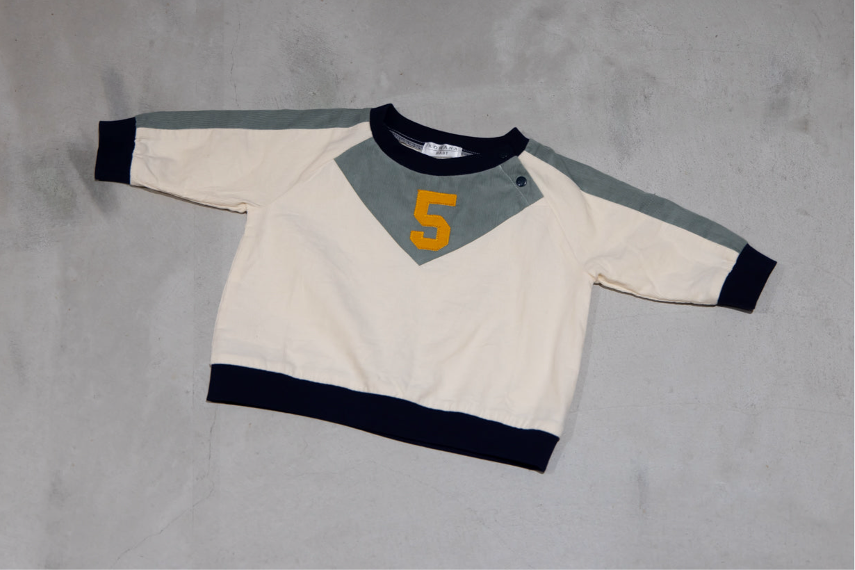 （予約商品）シャツコール配色トレーナー【110101】（Blue）