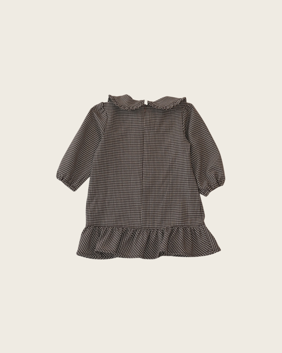 Check Pattern Frill Collar A-Line One piece【110218】 (beige)