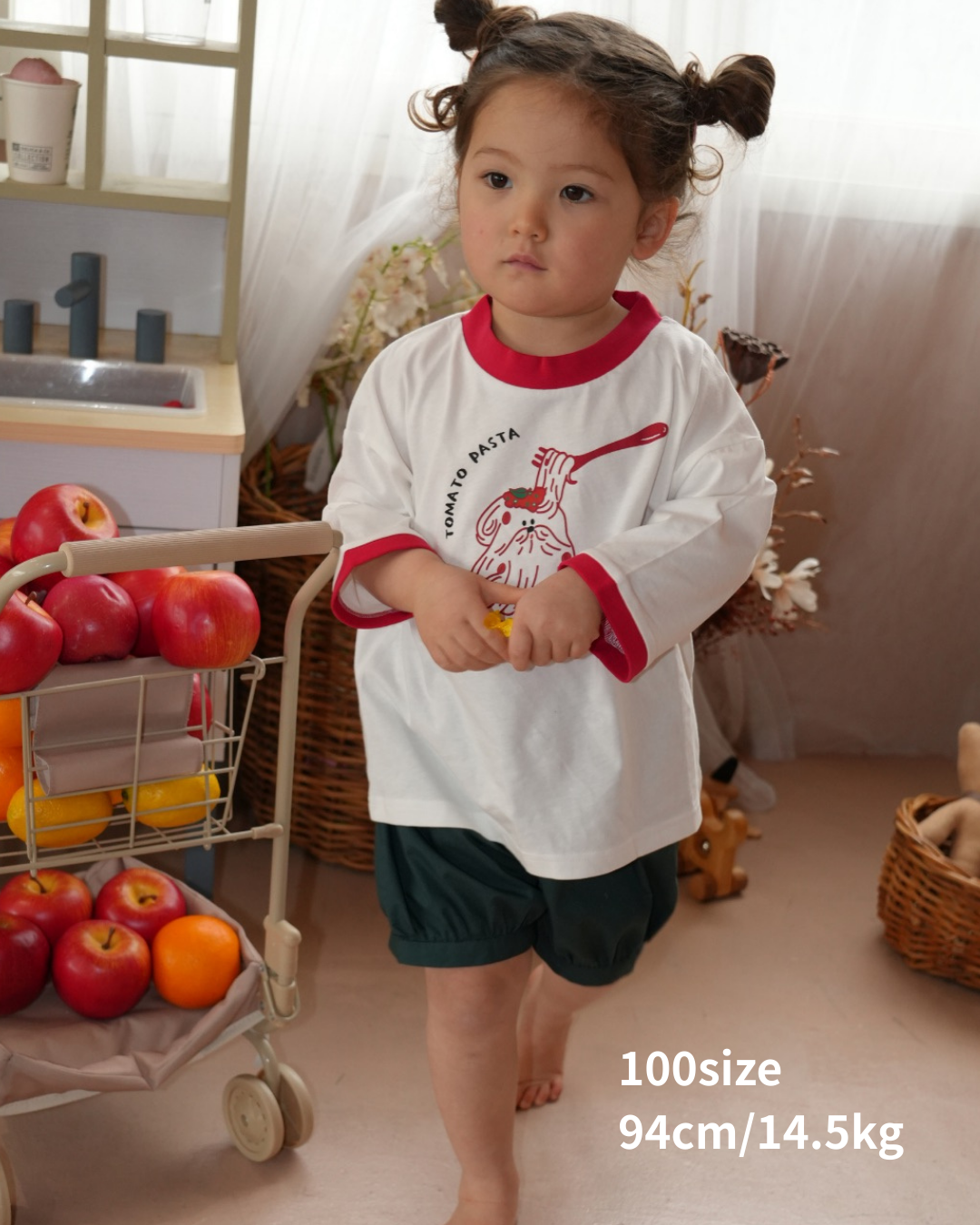 Tomato Pasta Dog Ringer Tee【110135】 (red)