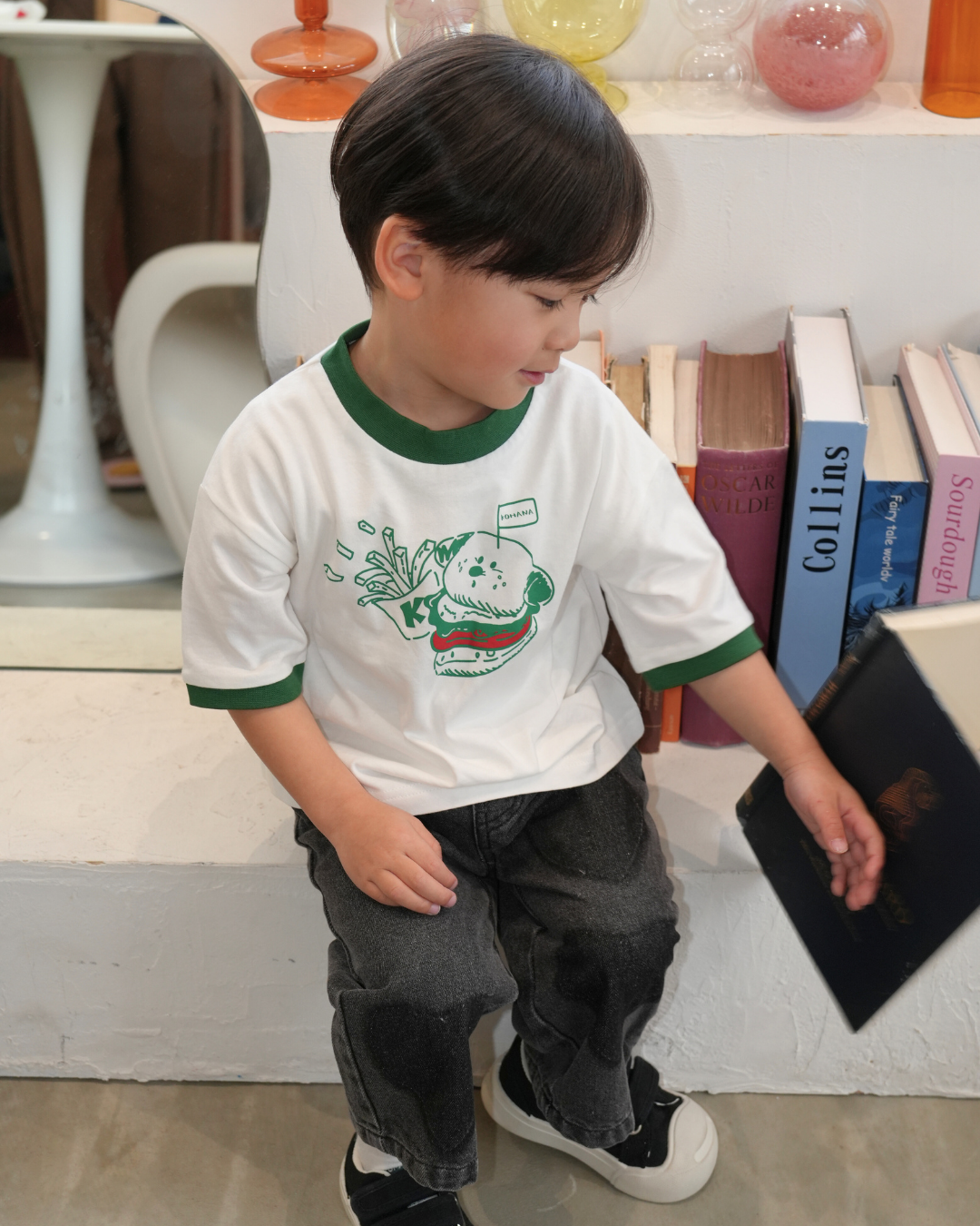 Hamburger Dog Ringer T-Shirt【110135】 (green)