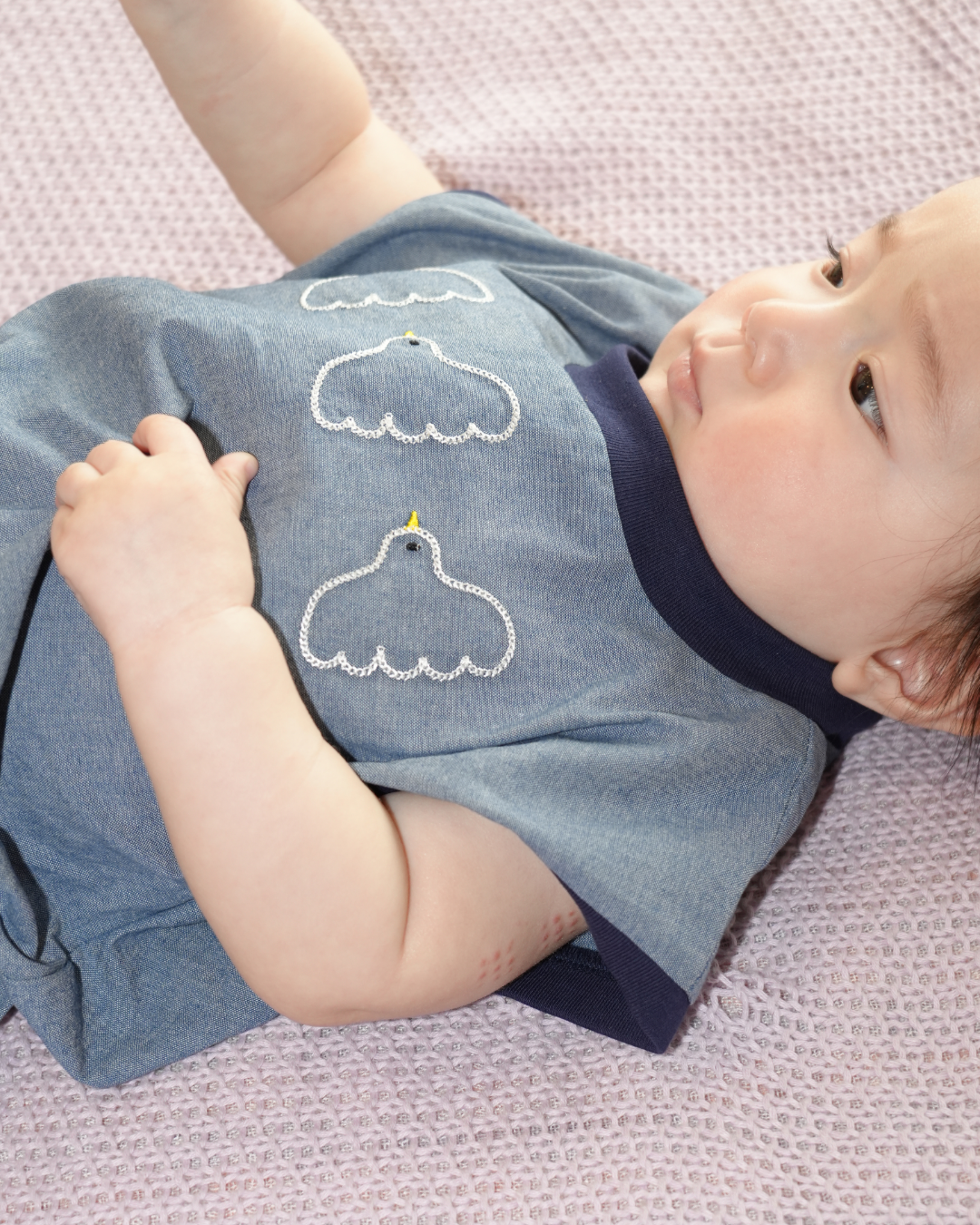 Dungaree Seagull Embroidered Rompers【110265】