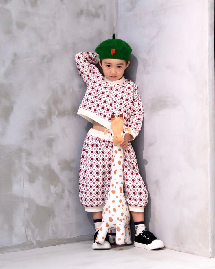 (Pre-order) Vintage Tile Pattern Pants [110096] (Red) 