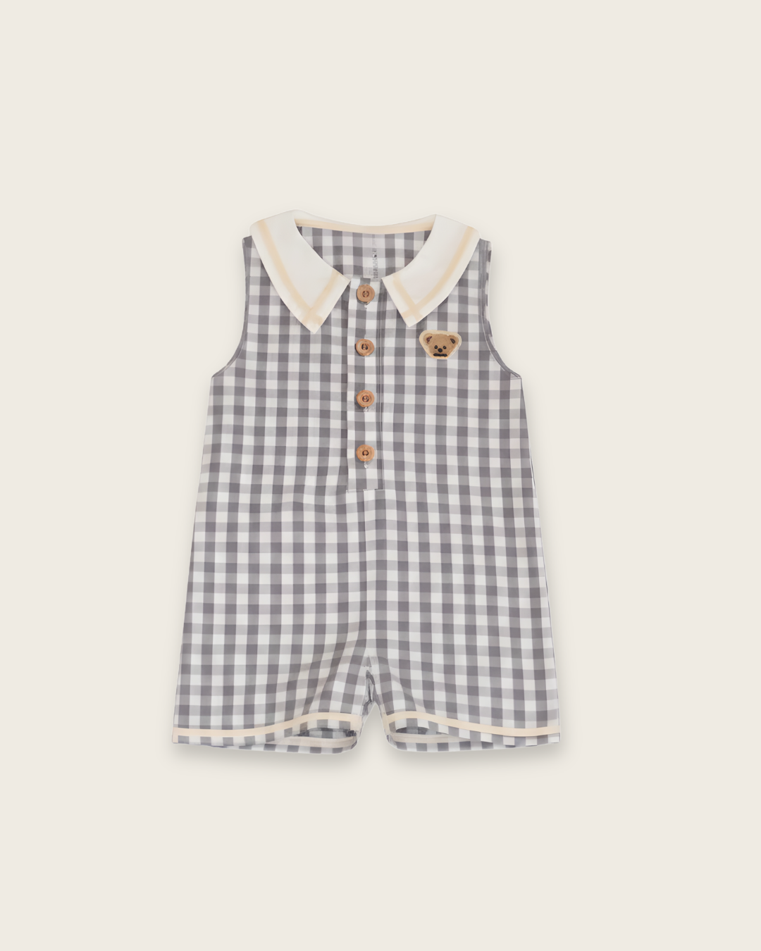 Gingham Sailor Collar Salopette【110207】 (gray)