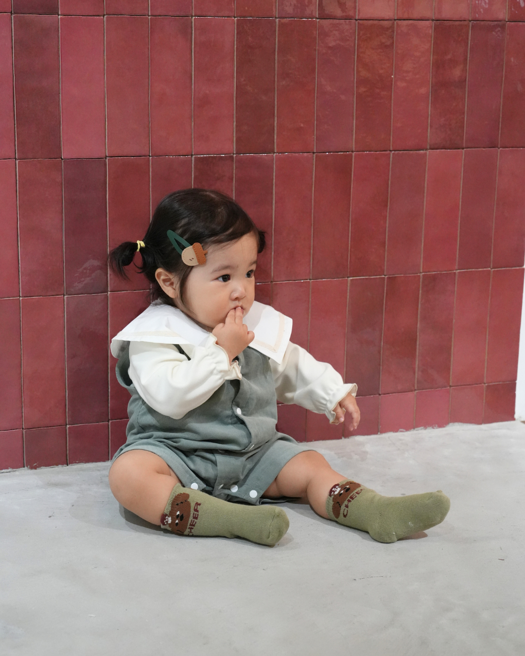 (Pre-order) Shirt Call Sailor Collar Overalls [110042-2] (Green) 