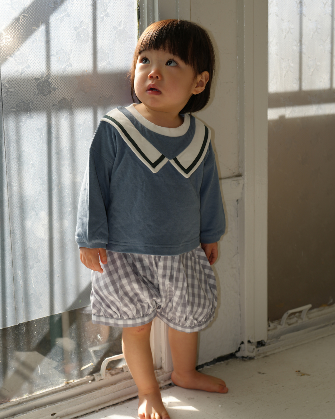 Sailor Collar Volume Sleeve Top【110124】(blue)