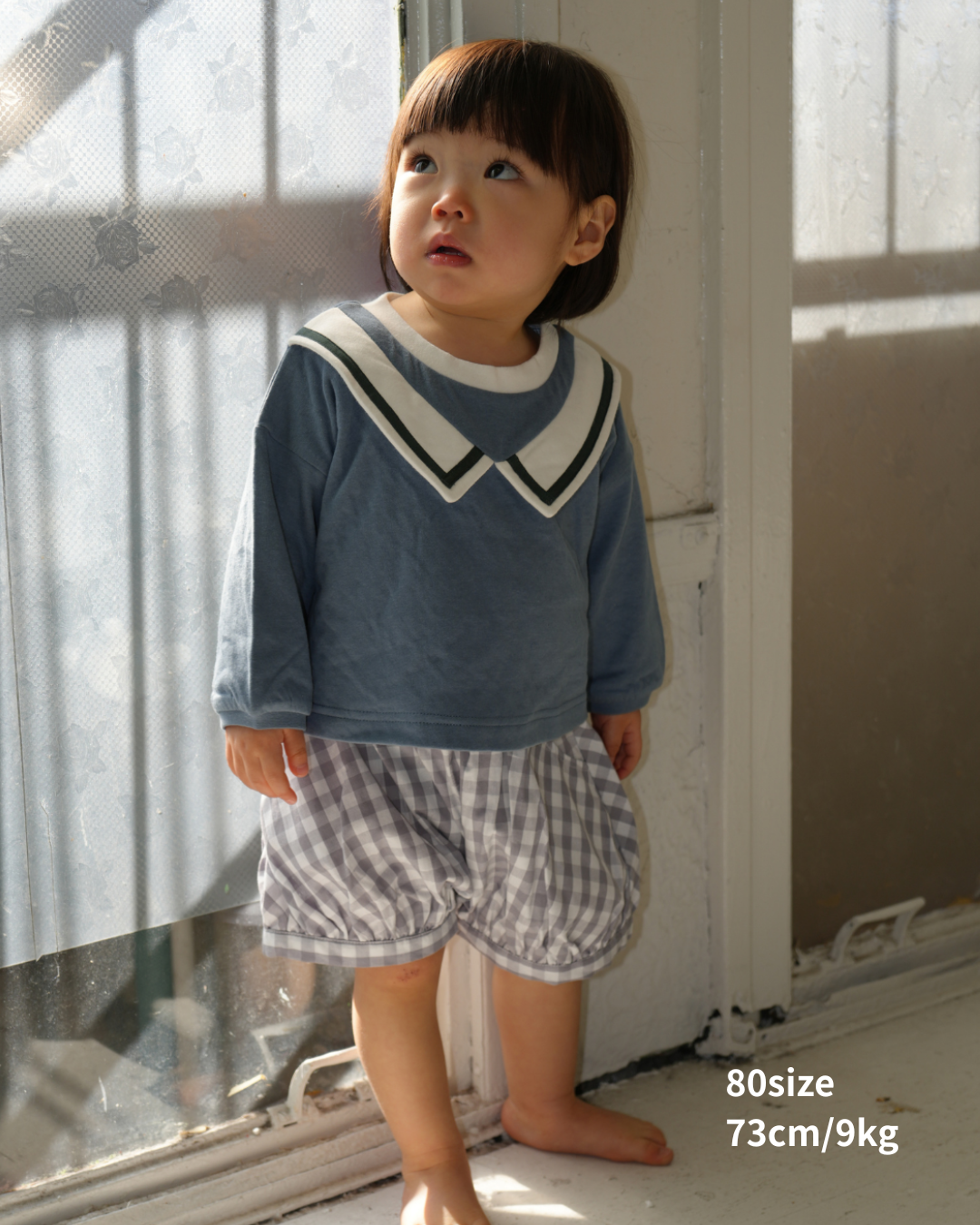 Sailor Collar Volume Sleeve Tops【110124】(blue)