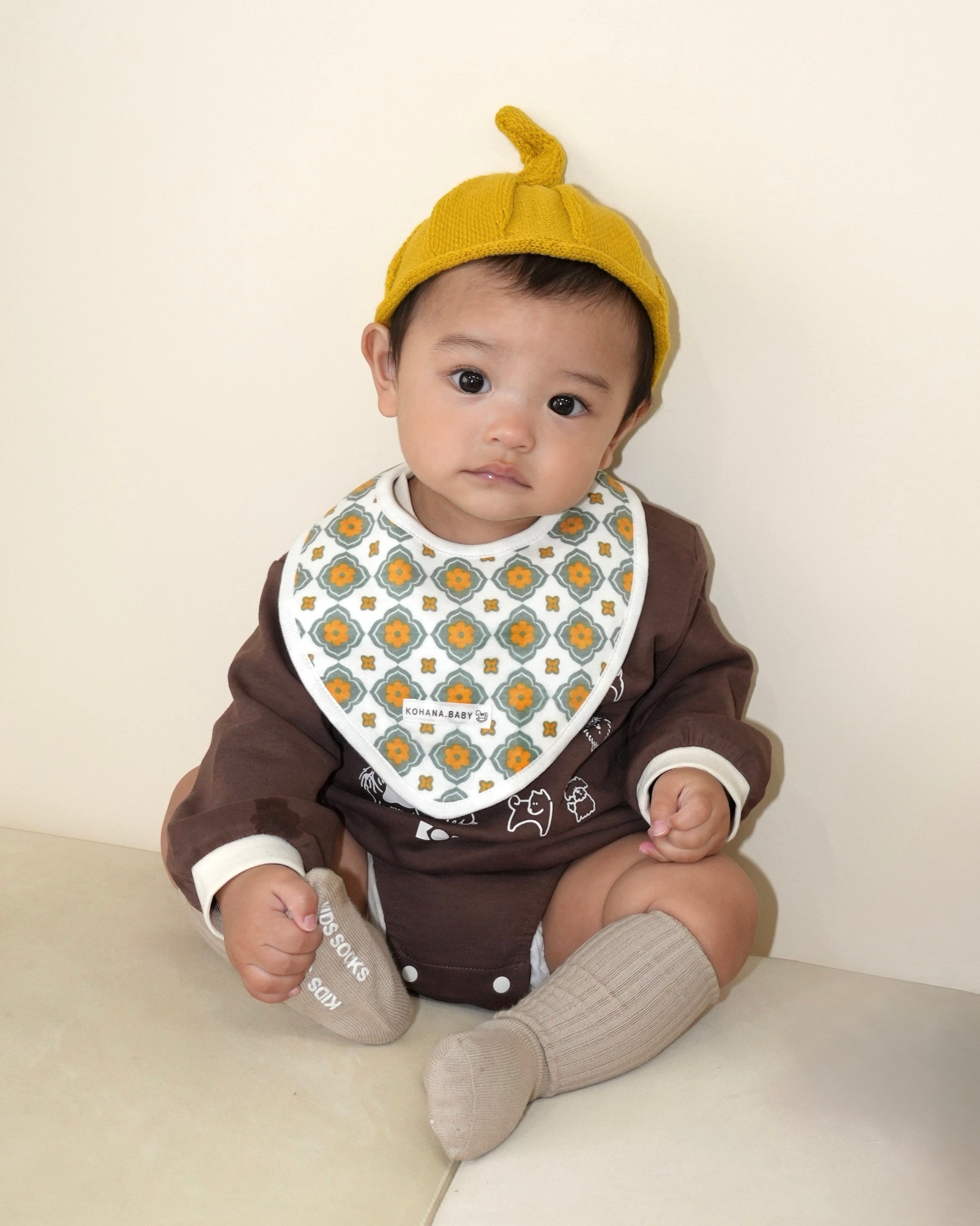 Vintage Tile Pattern Bib【110114】 (orange)