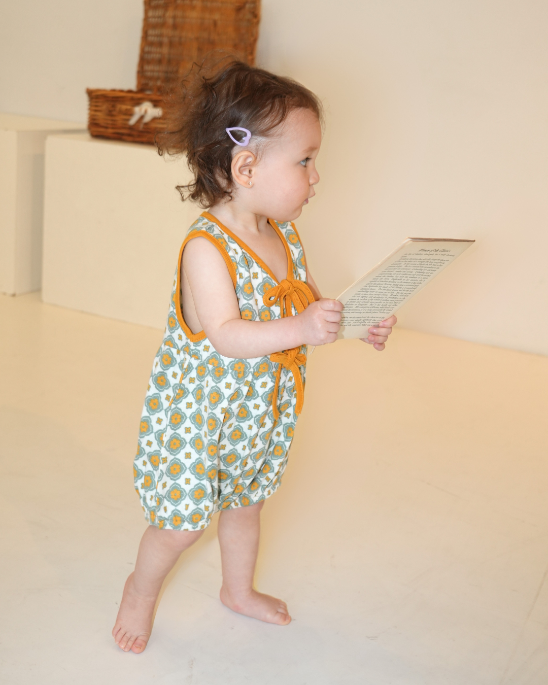 Vintage Tile Pattern Bloomer Salopette【110220】 (Mustard)