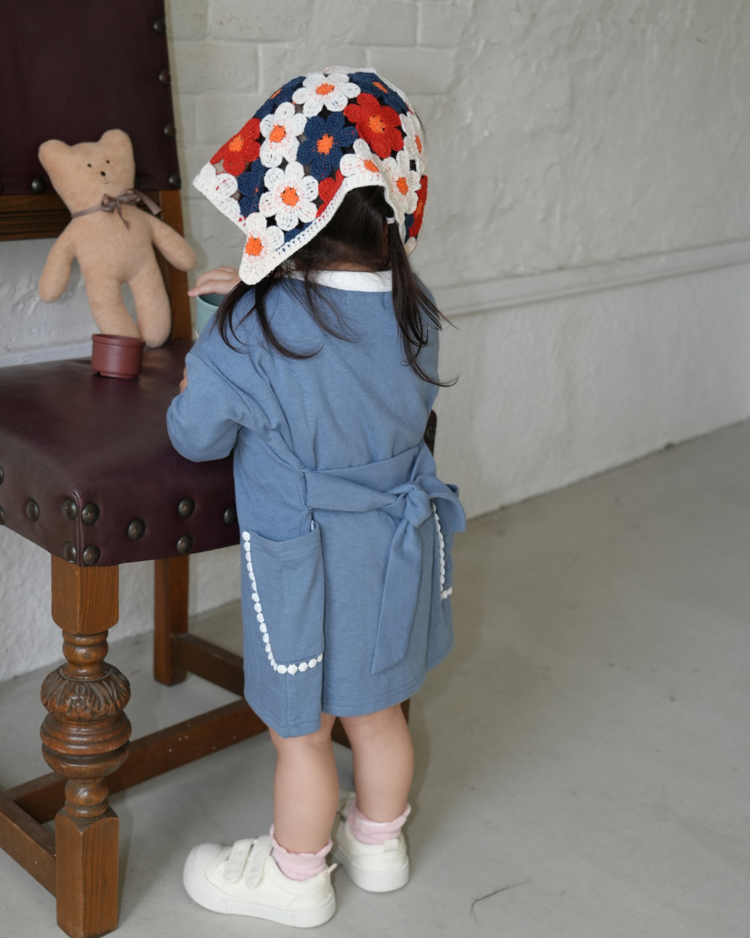 Botanical Embroidered T-Shirt One piece【110125】(blue)