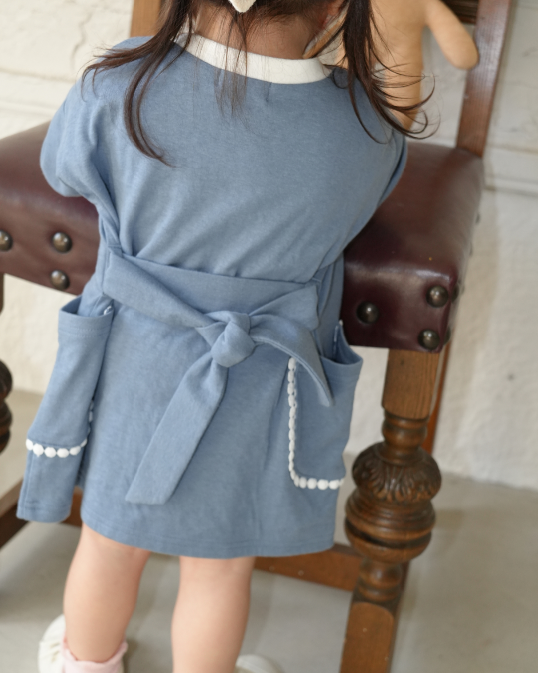 Botanical Embroidered T-Shirt One piece【110125】(blue)