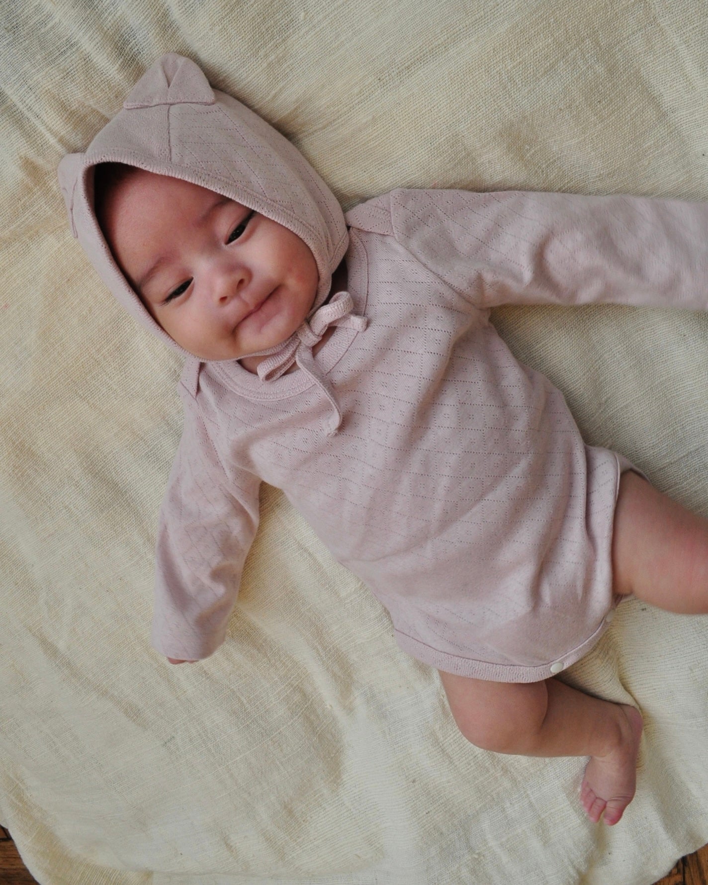 Eyelet Fraise Cat Ear Bonnet【110129】 (pink)