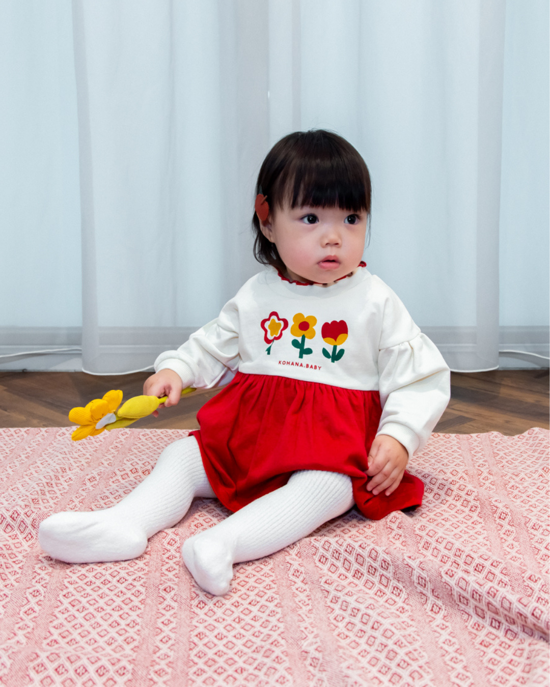 (Pre-order item) Floral Romper with Skirt [110079] (Red) 