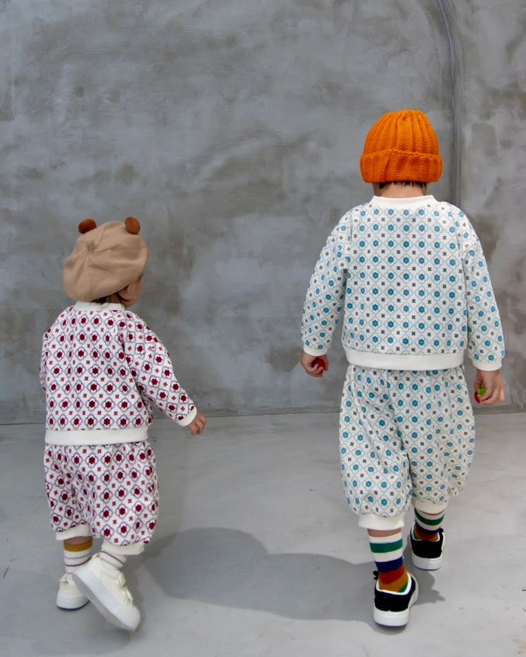 (Pre-order) Vintage Tile Pattern Sweatshirt [110095] (Blue) 