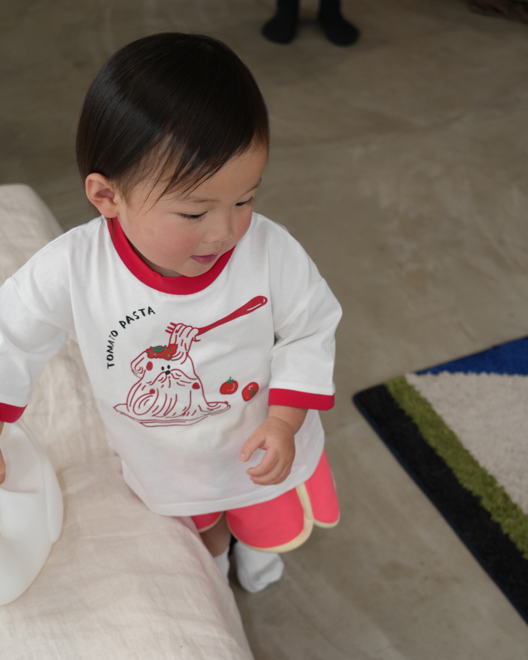 Tomato Pasta Dog Ringer Tee【110135】 (red)