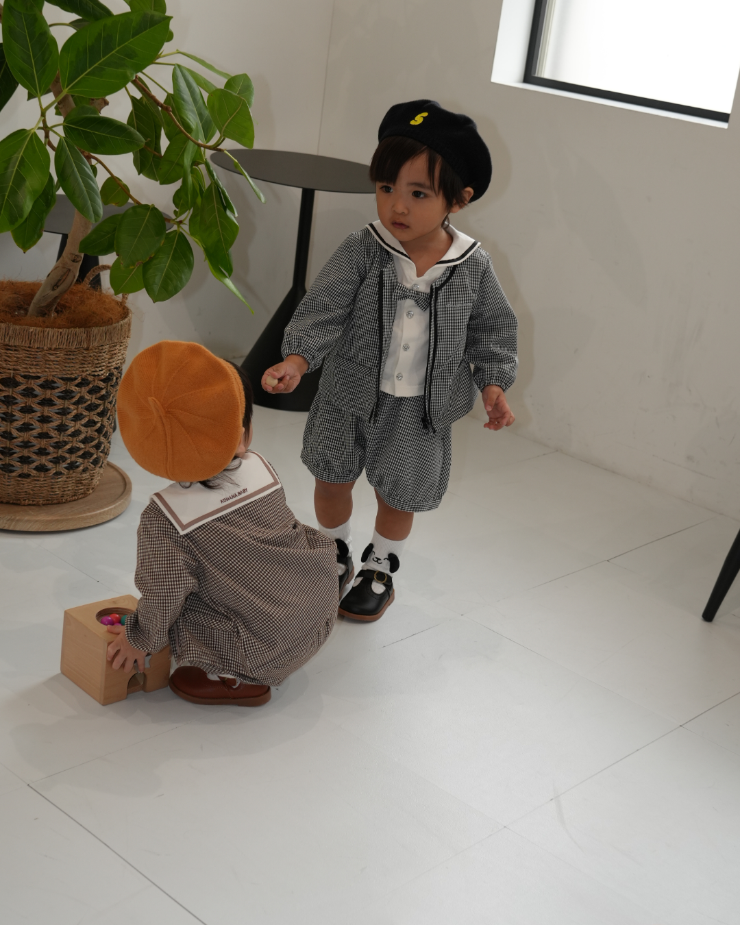 Check Pattern Bow Tie Sailor Set up【110213】 (black)