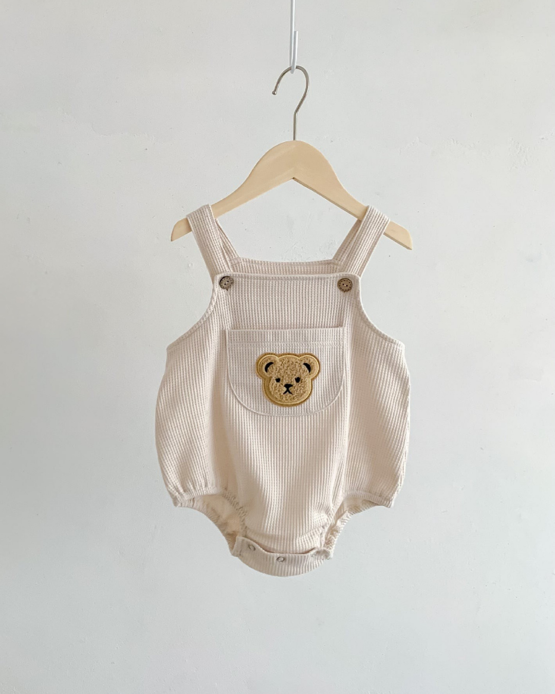 （予約商品）くまさんポケットワッフルサロペット/フロントボタンティシャツ【N3102】