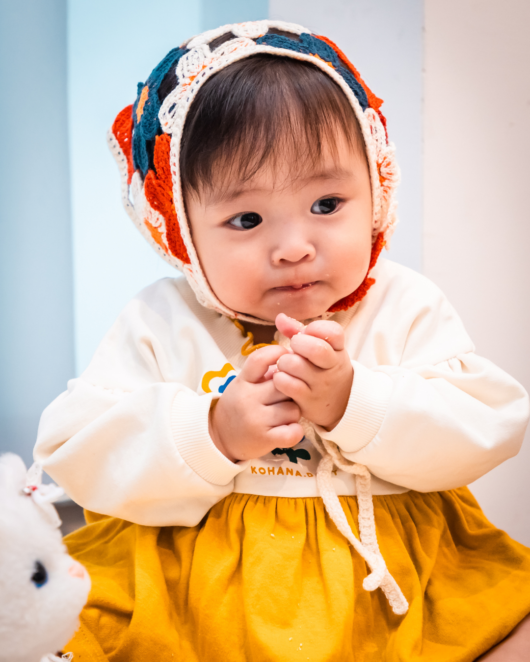 (予約商品)お花のスカート付きロンパース【110079】(Mustard)