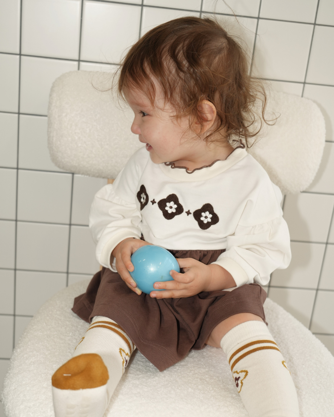 【110367】 (Brown) Romper with attached skirt