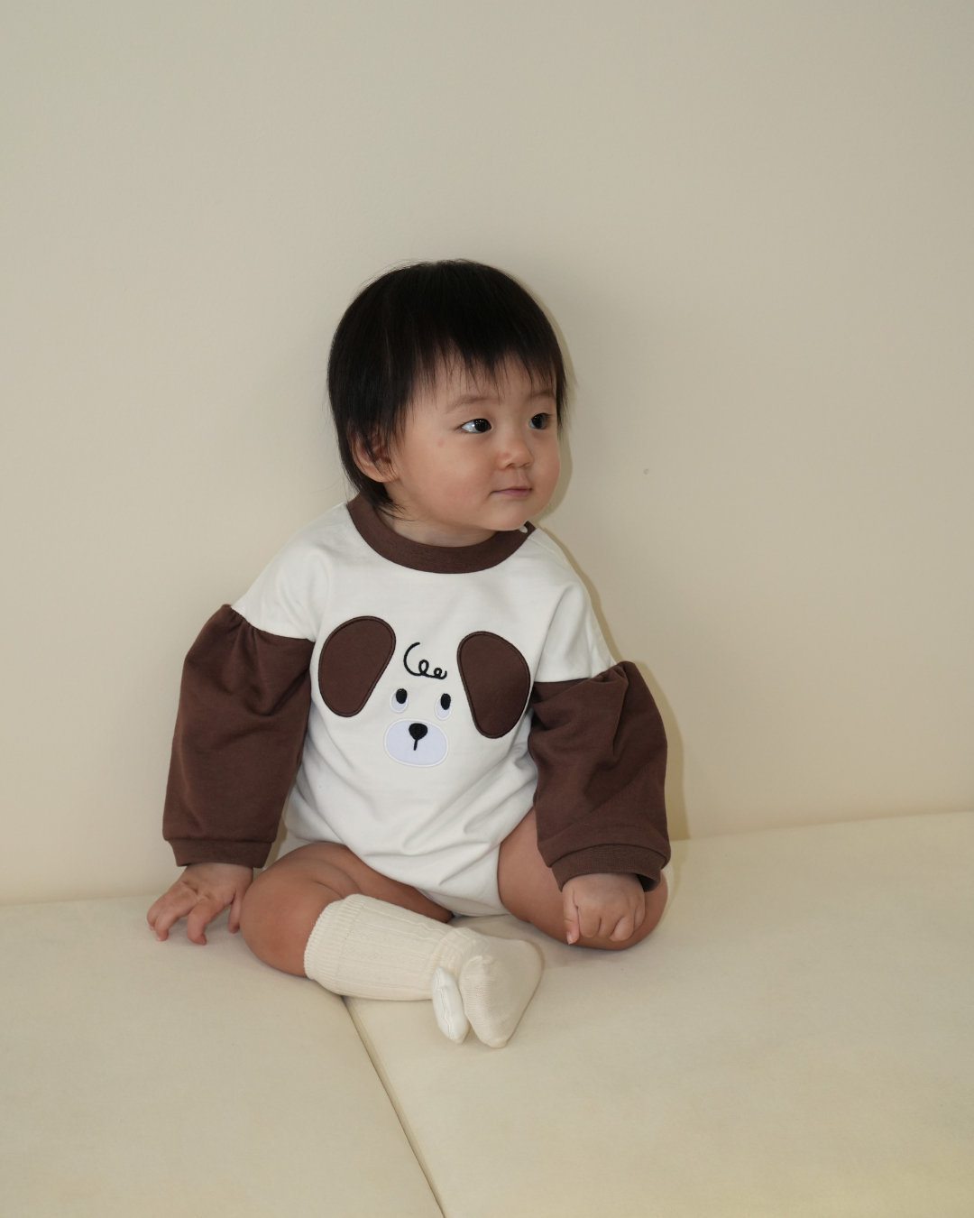 Bicolor Animal Face Rompers【110368】 (brown)
