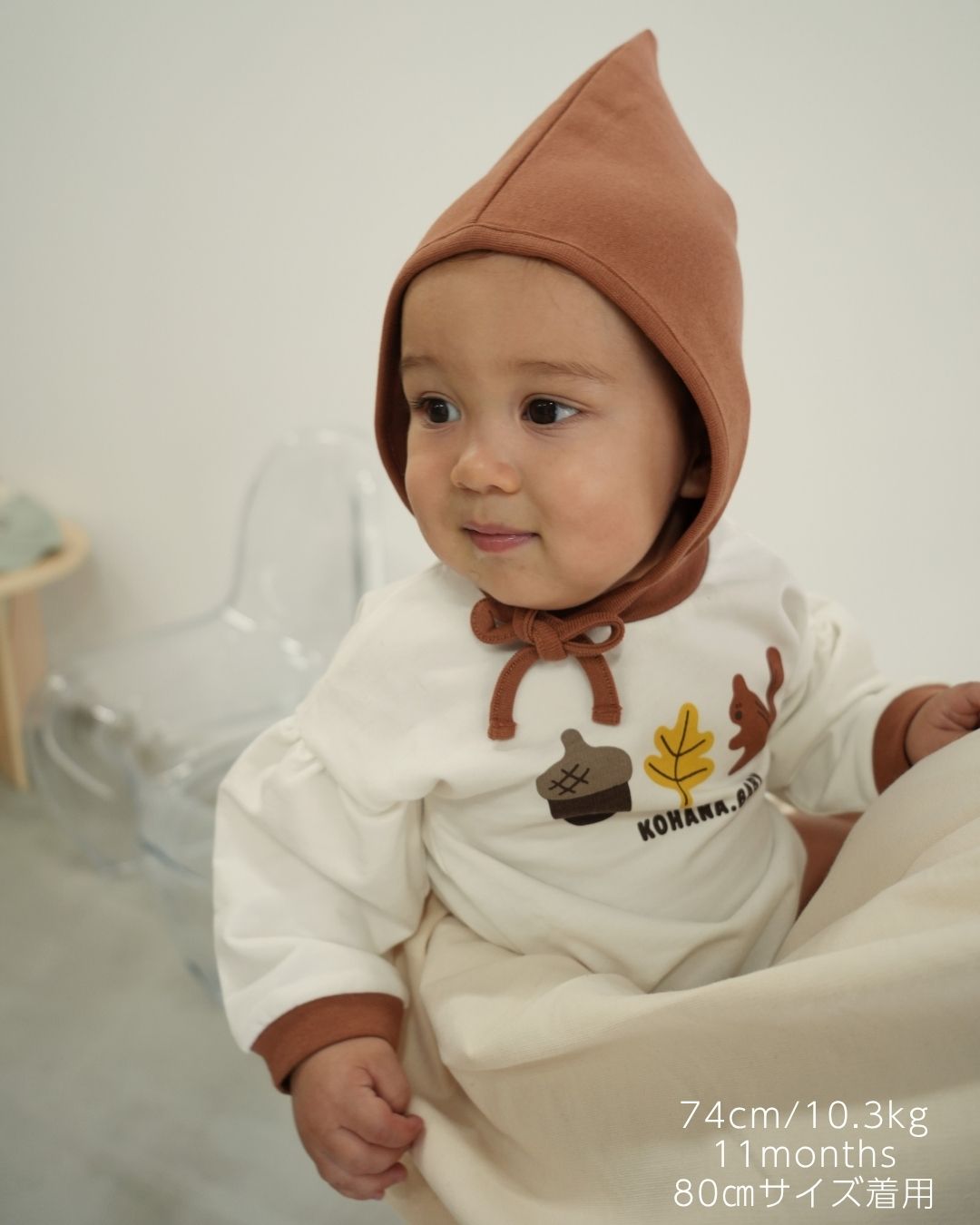 Squirrel Rompers with Bonnet【110370】