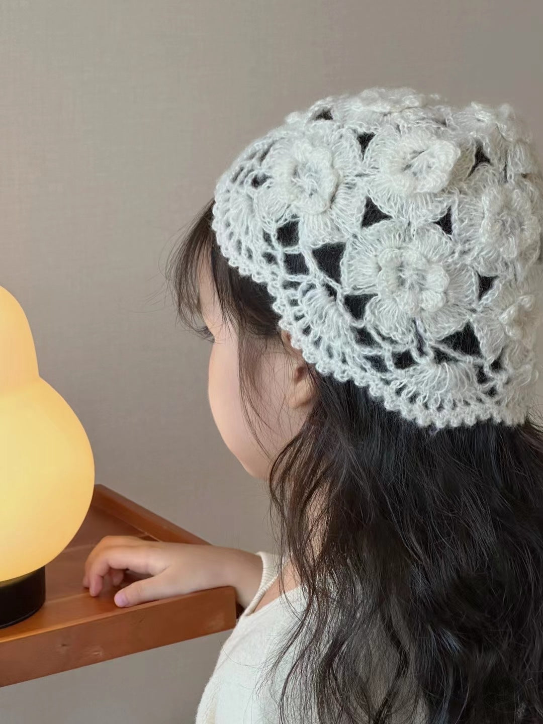 Openwork lace flower hat (large) [A229]