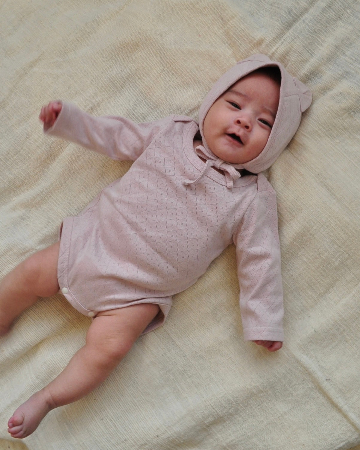 One Color Eyelet Fraise Rompers【110025】（pink）