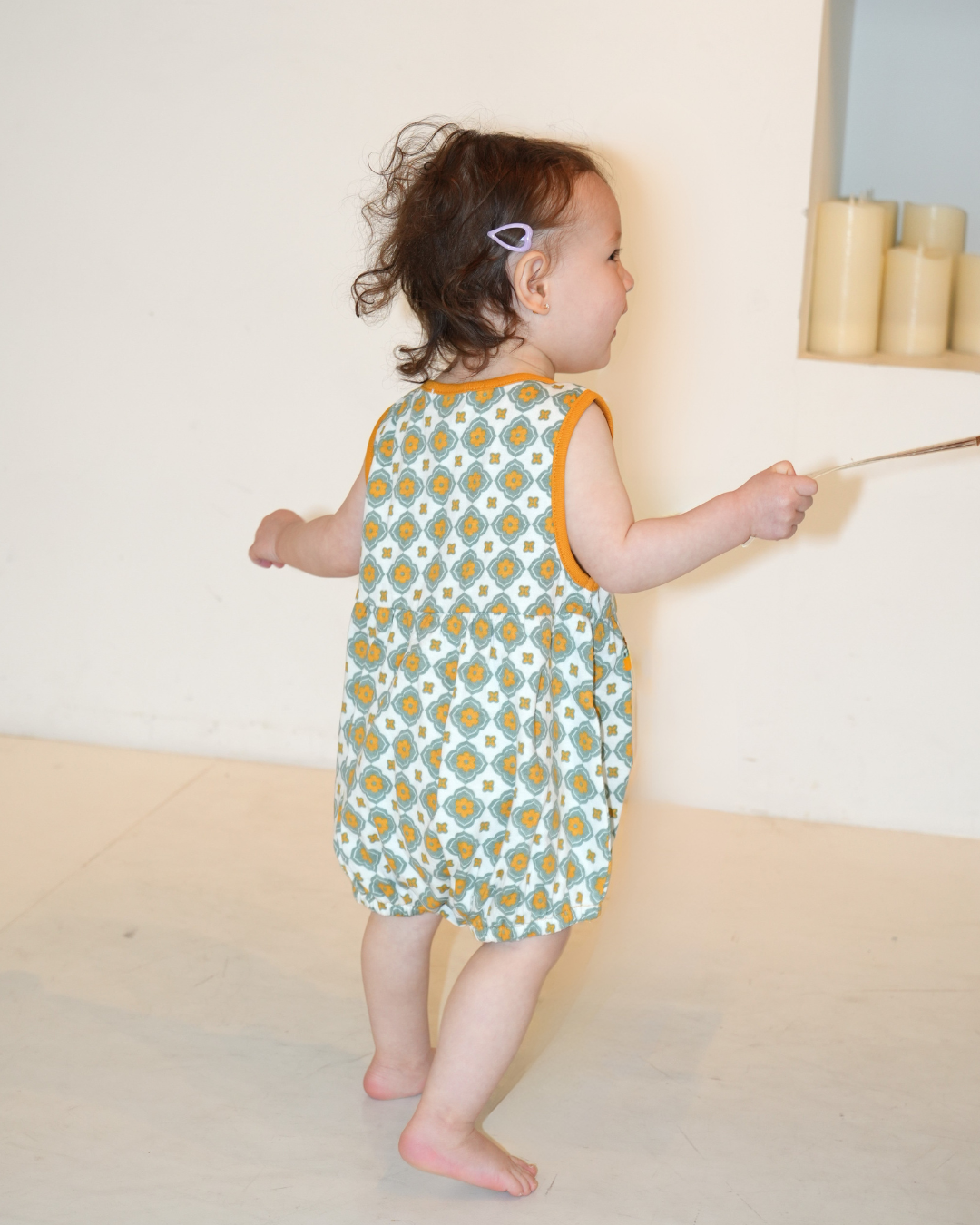 Vintage Tile Pattern Bloomer Salopette【110220】 (Mustard)