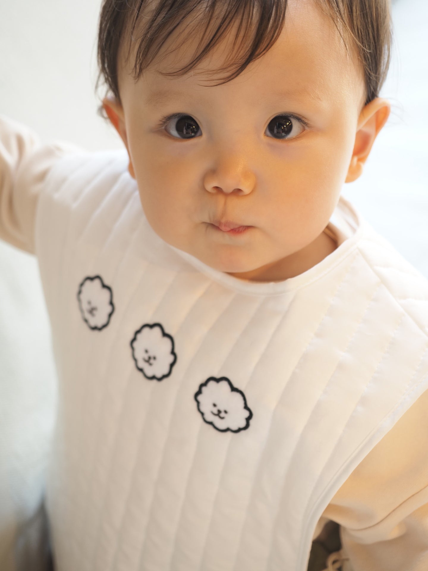 【KOHANA MADE06】organic cotton quilted vest/bichon frise -made in Japan-