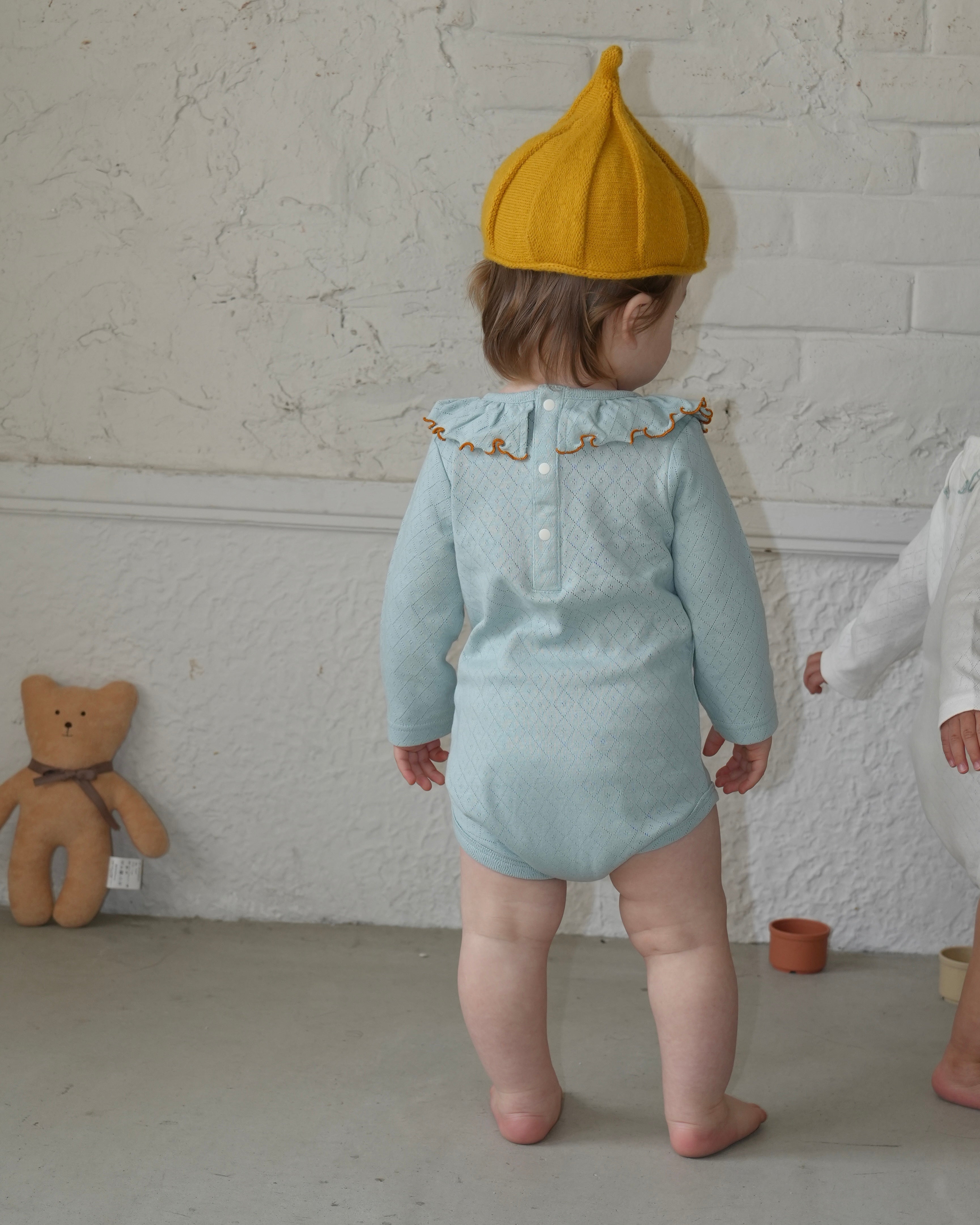 Frill Colour Eyelet Fraise Rompers【110053】（green）