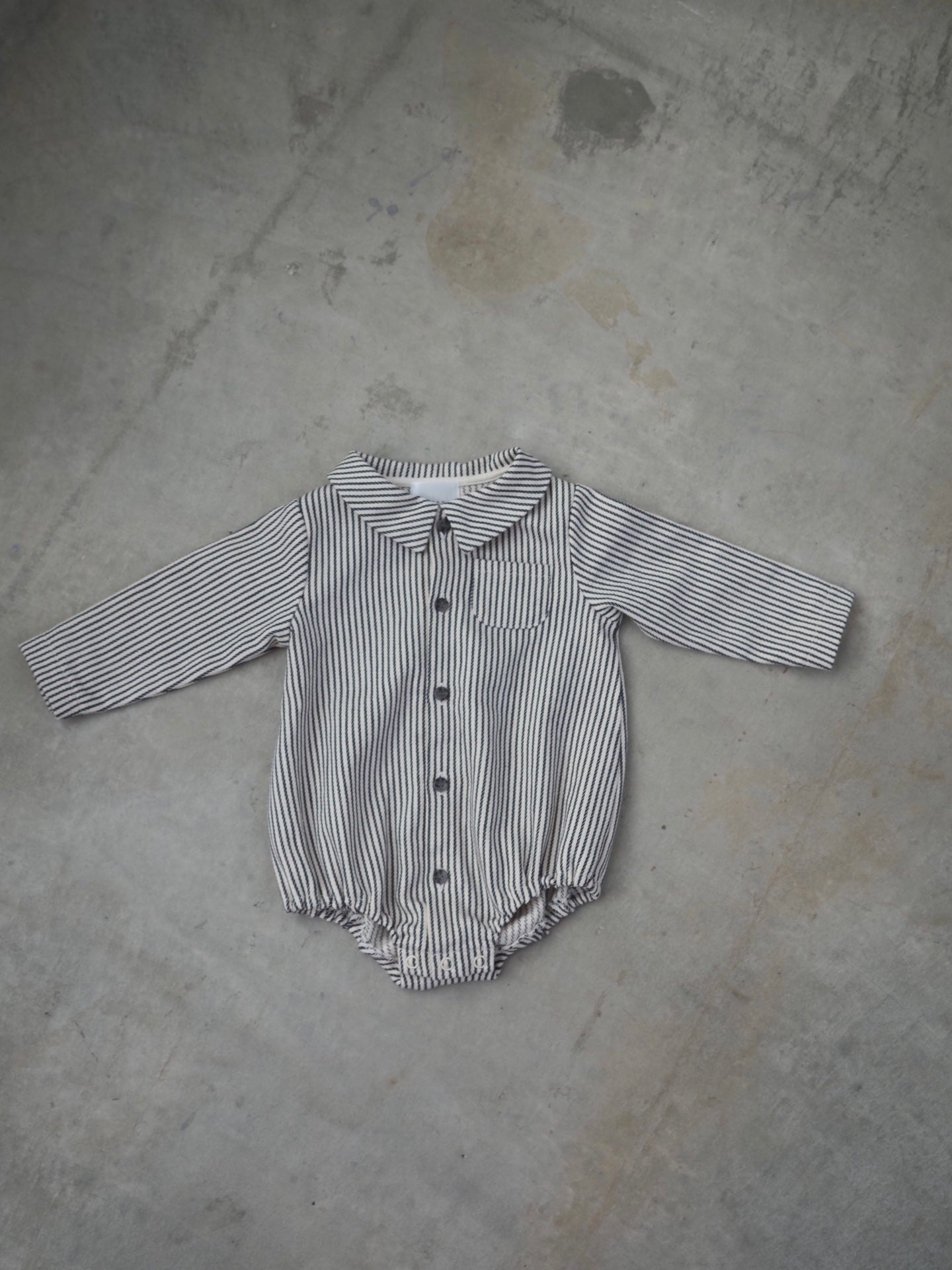 【KOHANA MADE05】organic denim shirt rompers/stripe -made in Japan-