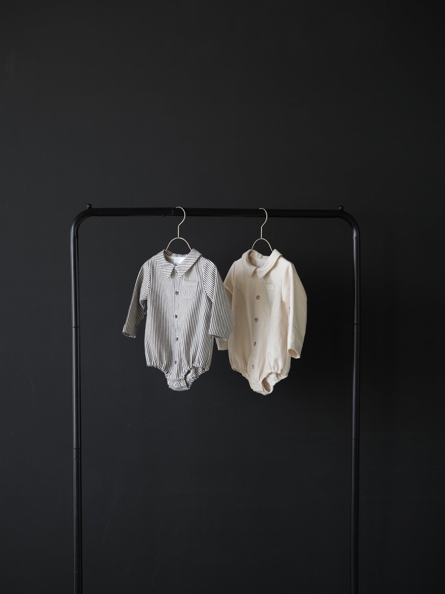 【KOHANA MADE04】organic denim shirt rompers/white -made in Japan-