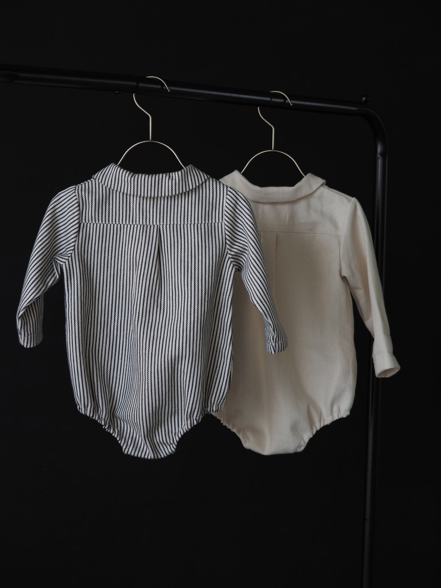 【KOHANA MADE04】organic denim shirt rompers/white -made in Japan-