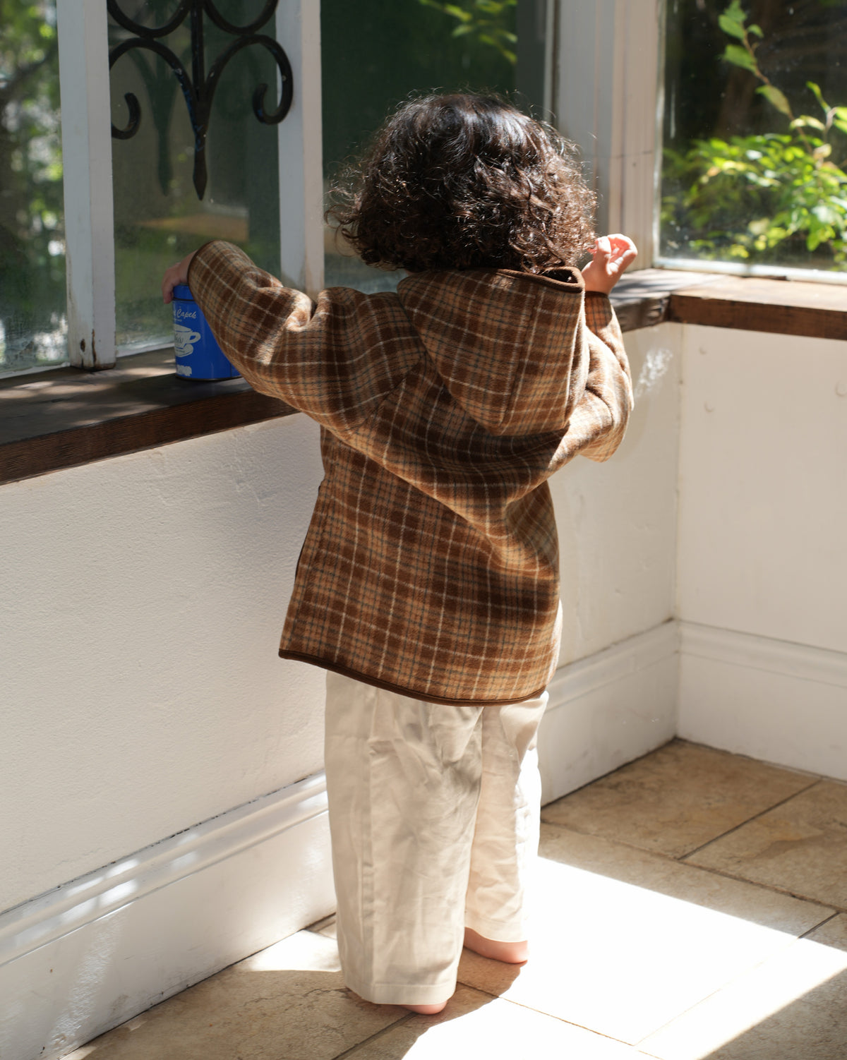 Brown checked duffle coat【110601】 (brown)