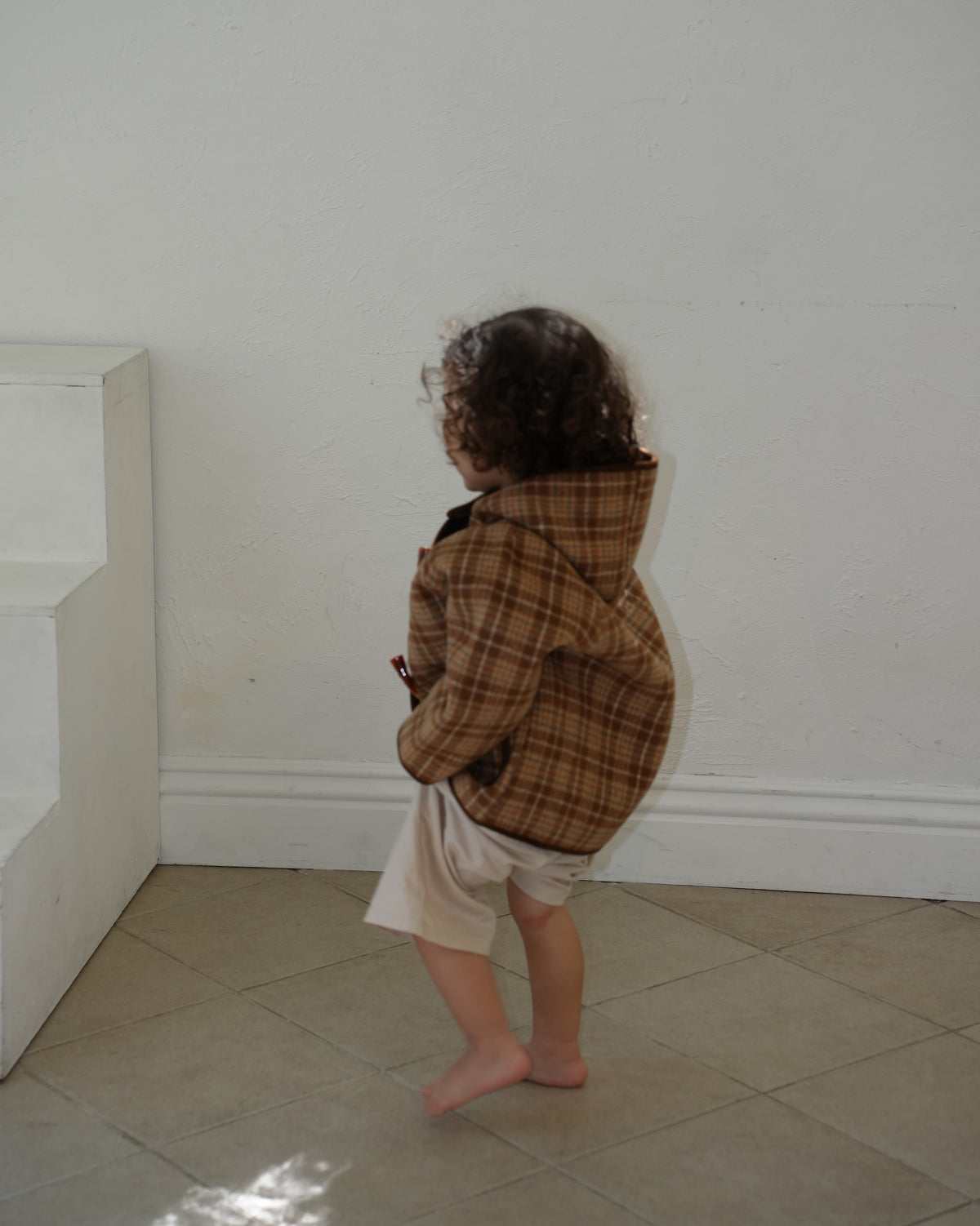 Brown checked duffle coat【110601】 (brown)