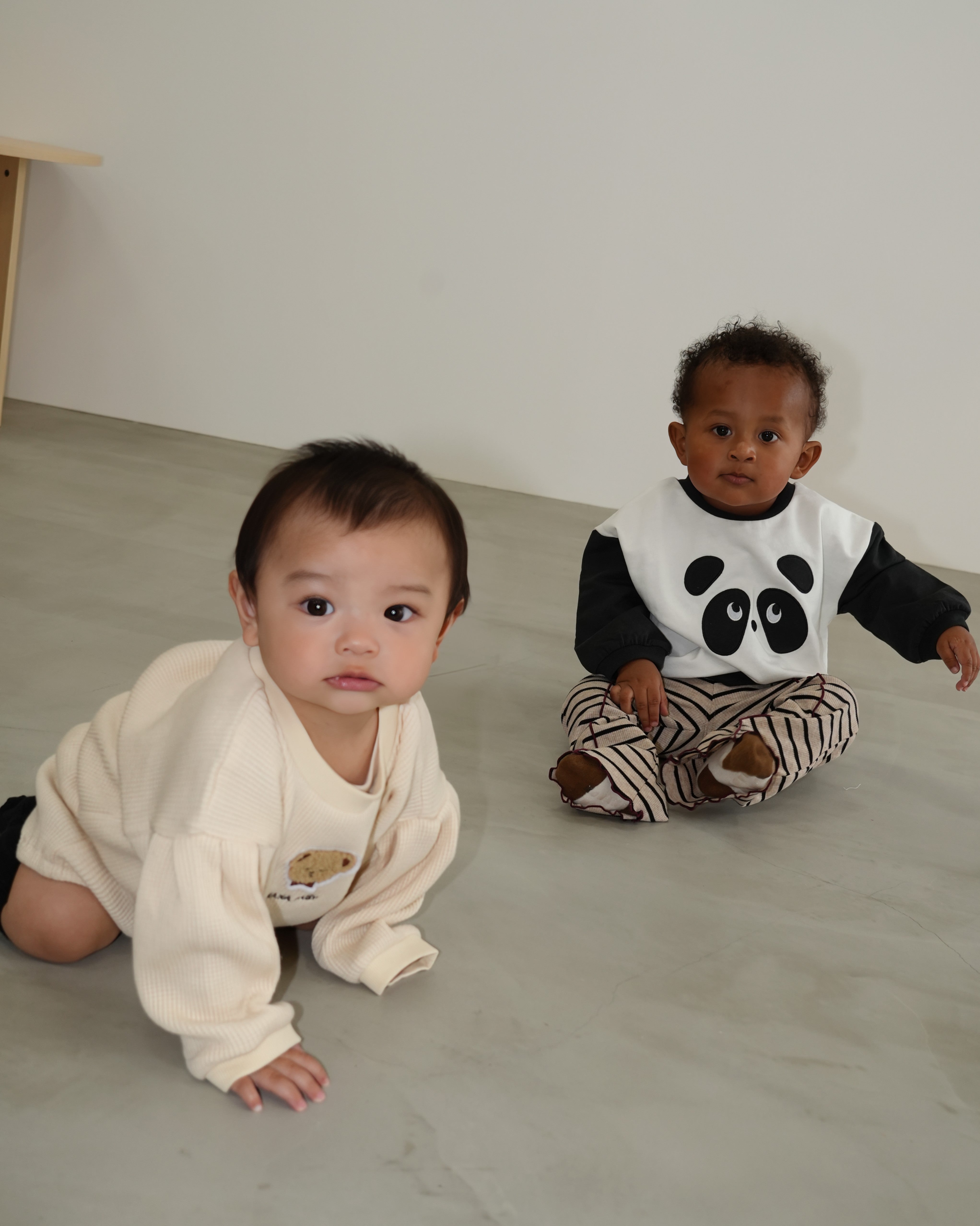 Bear Patch Waffle Rompers【110333】