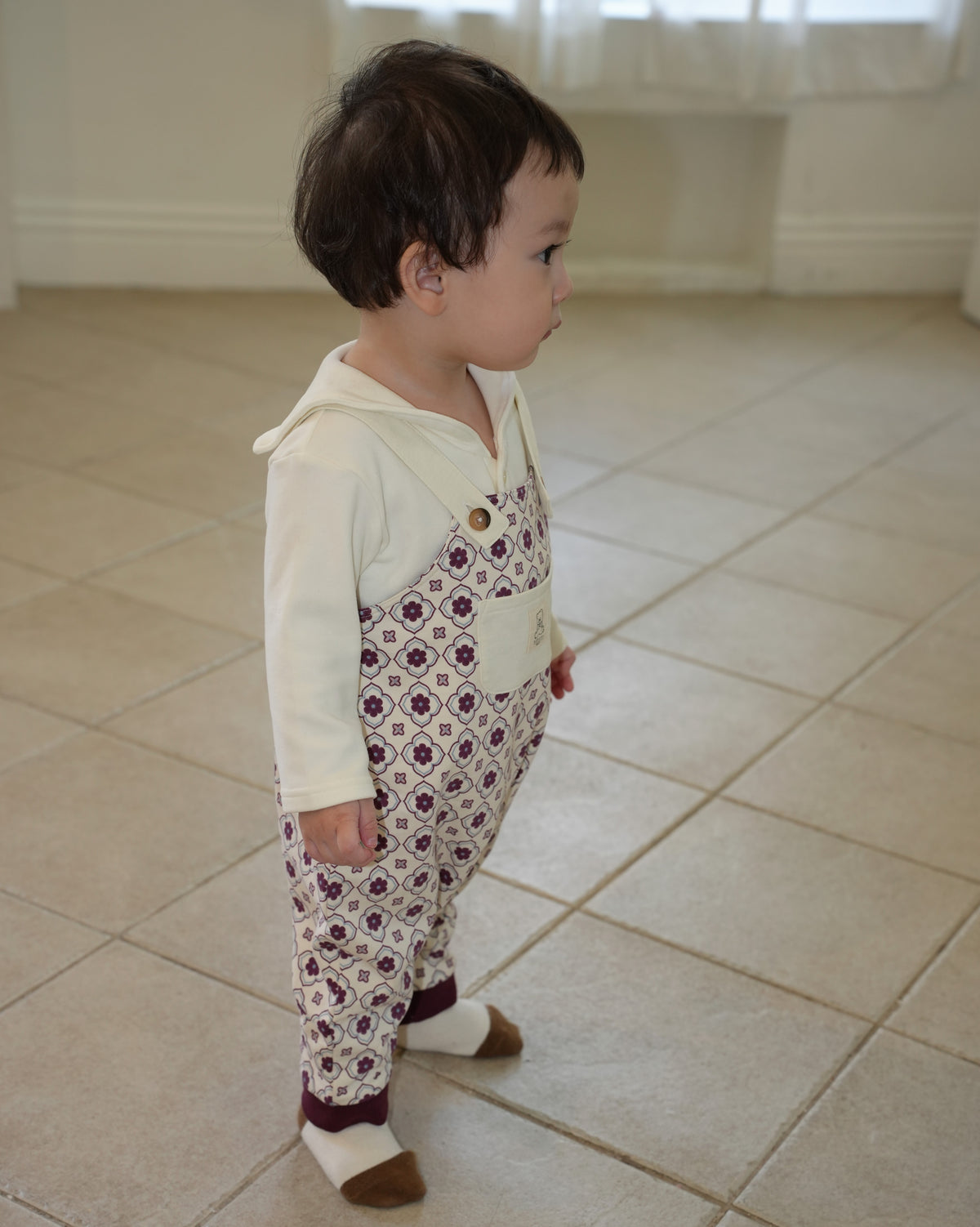 Vintage Tile Pattern Salopette【110508】 (red)
