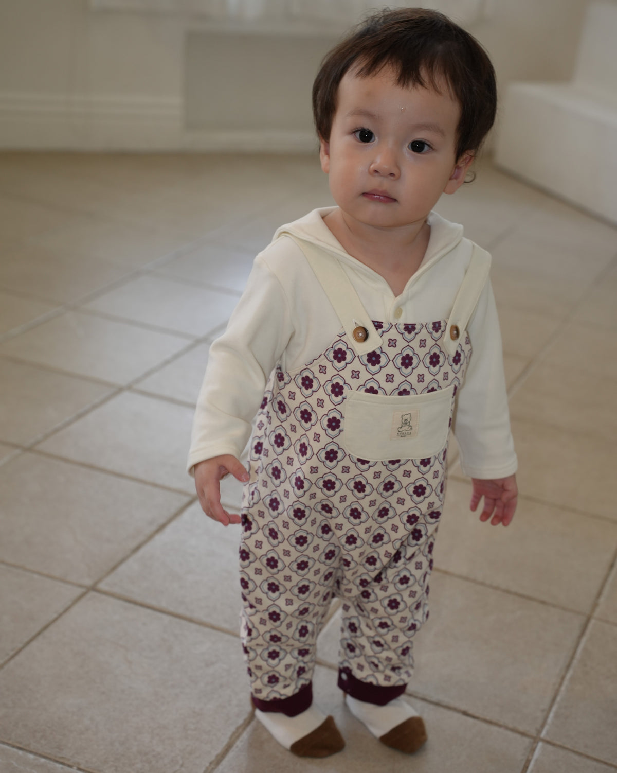 Vintage Tile Pattern Salopette【110508】 (red)