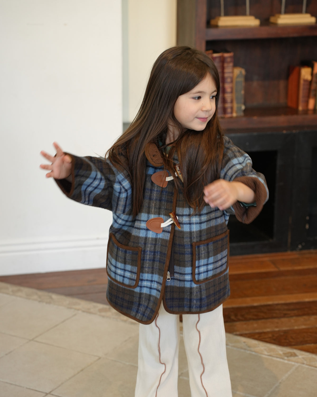 Blue checked duffle coat【110601】 (blue)