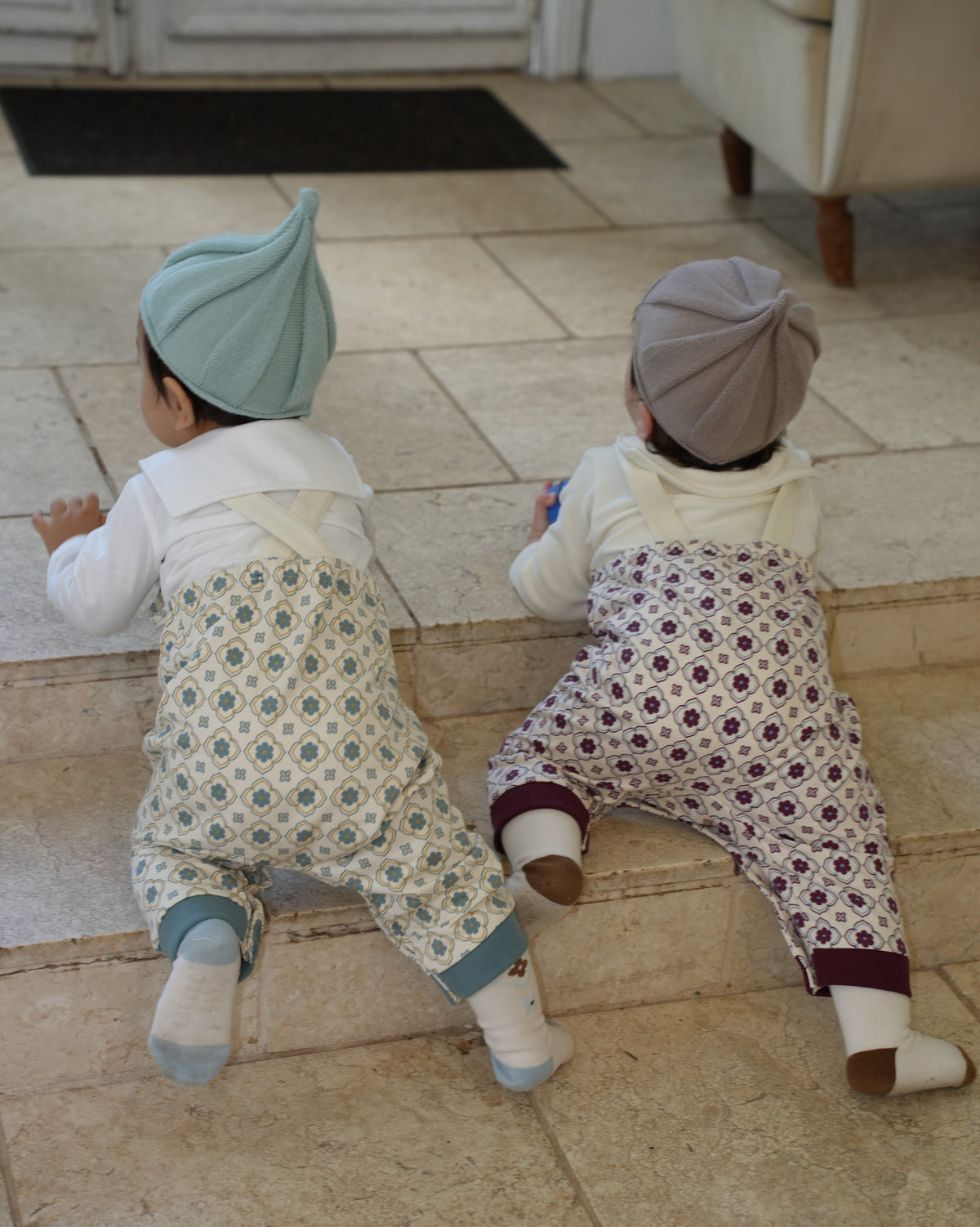 Vintage Tile Pattern Salopette【110508】 (red)