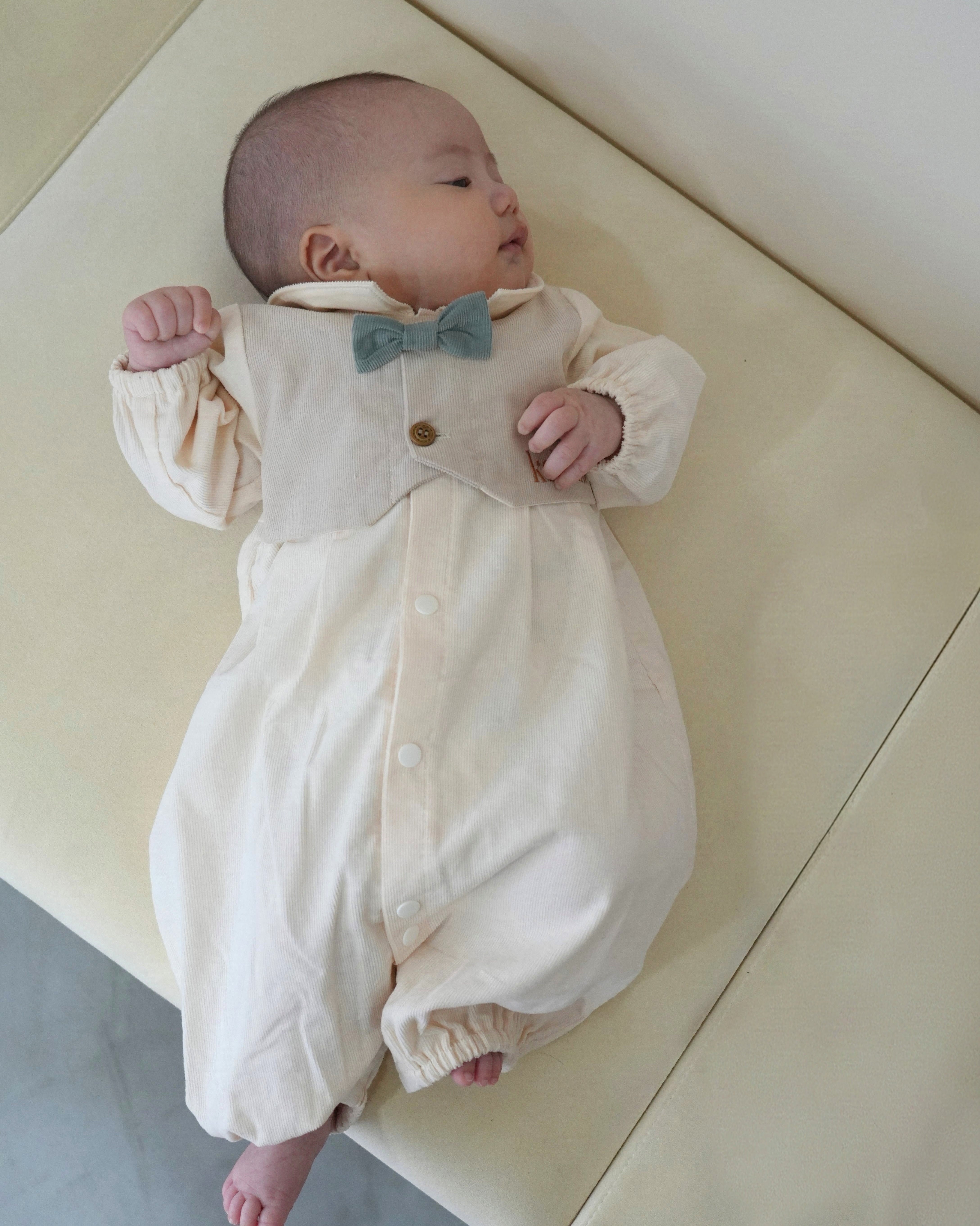Bow Tie Layered Vest Shirt Corduroy Ceremony Dress【110410】