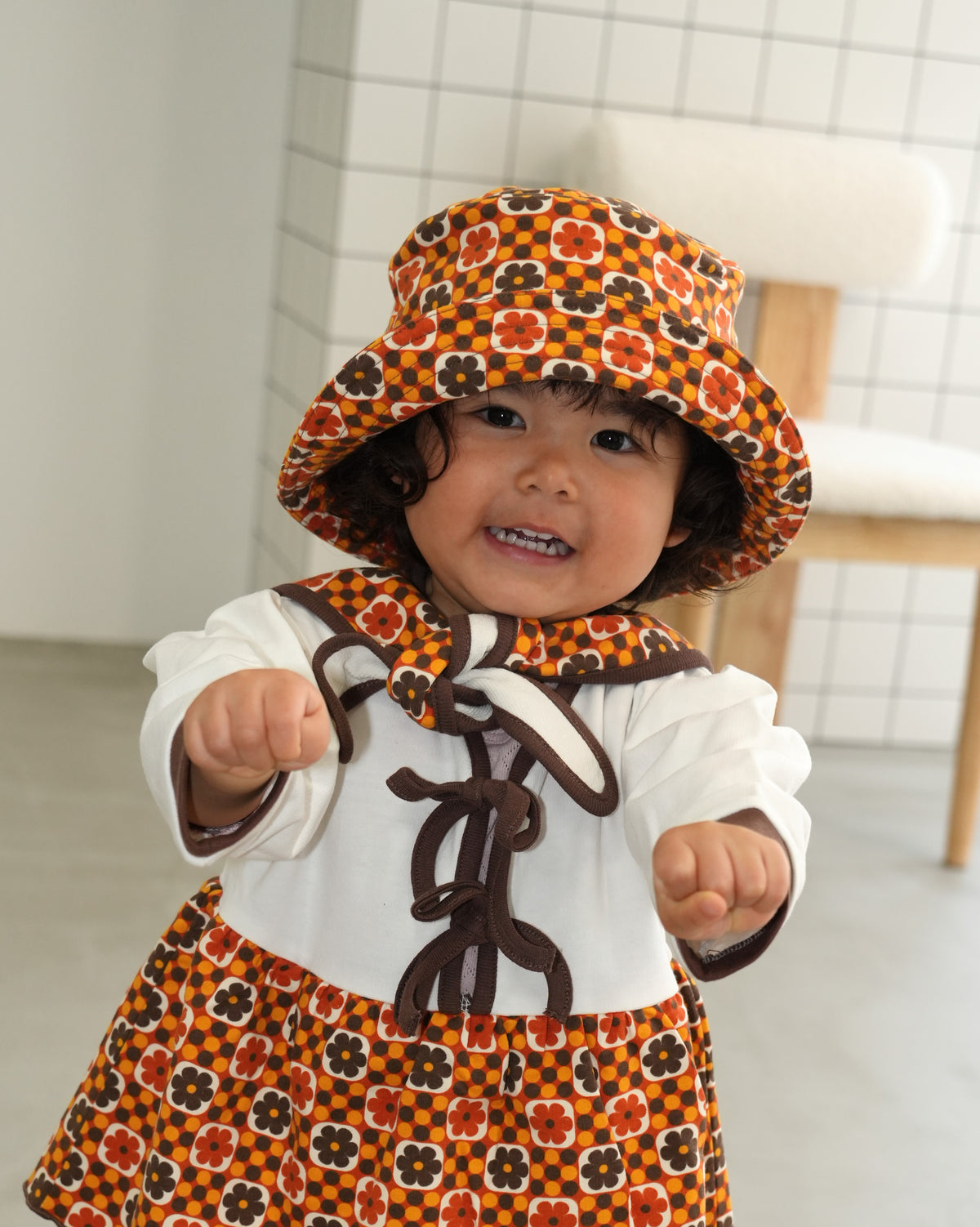 Retro Dot Flower Bucket Hat【110310】