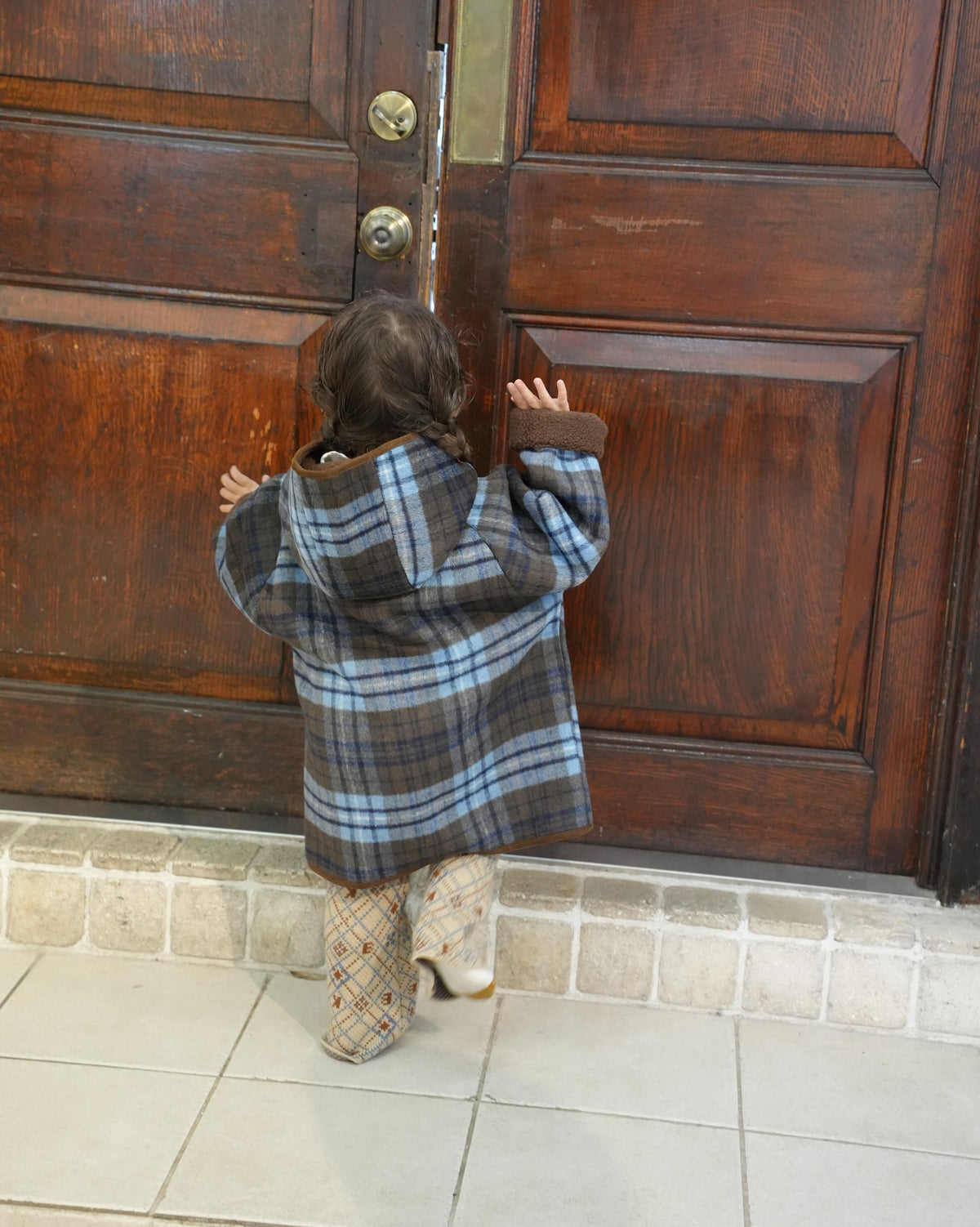 Blue checked duffle coat【110601】 (blue)