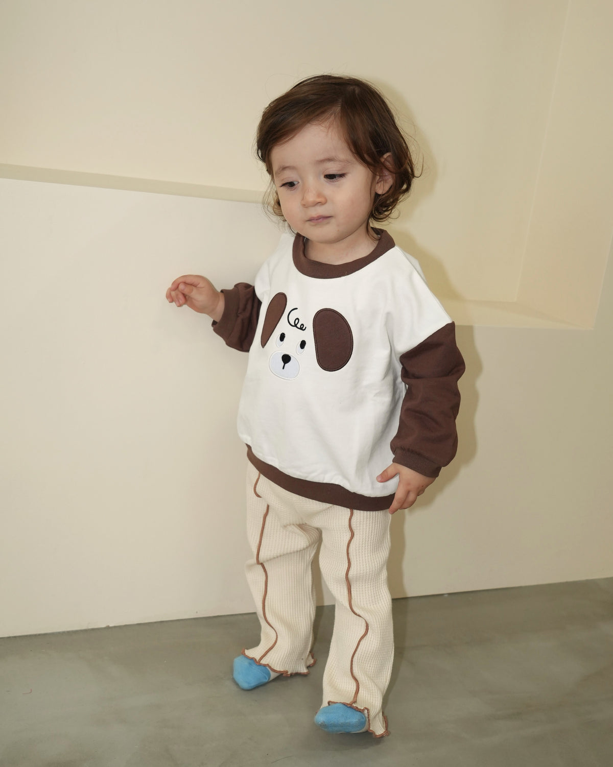 Bicolor Animal Face Sweatshirt【110369】 (brown)