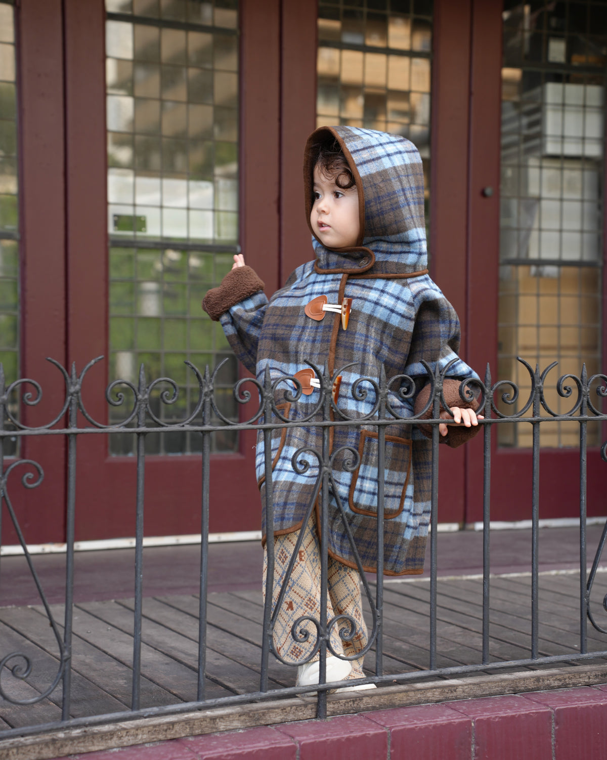 Blue checked duffle coat【110601】 (blue)