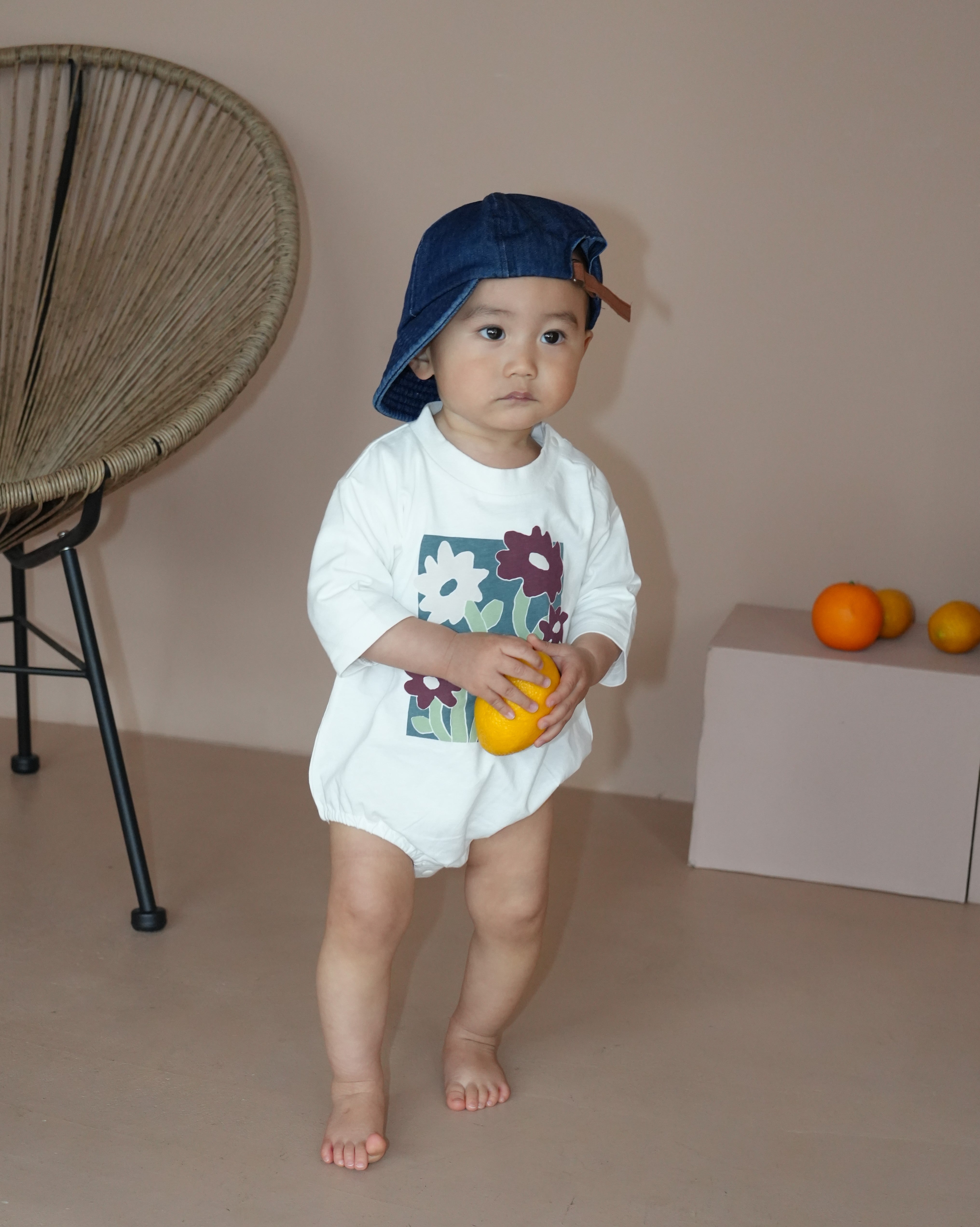 Floral Design 3/4 Sleeve Rompers【110139】