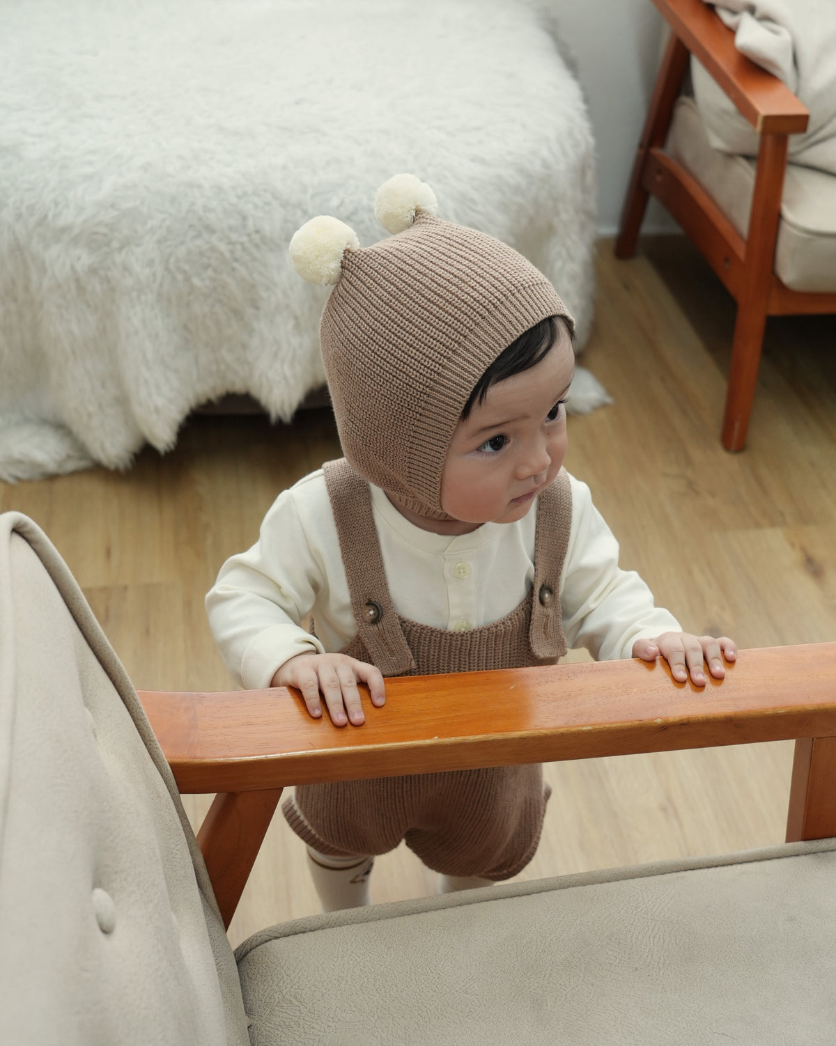 Pom Pom Bear Knit Three-Piece Set【110356】