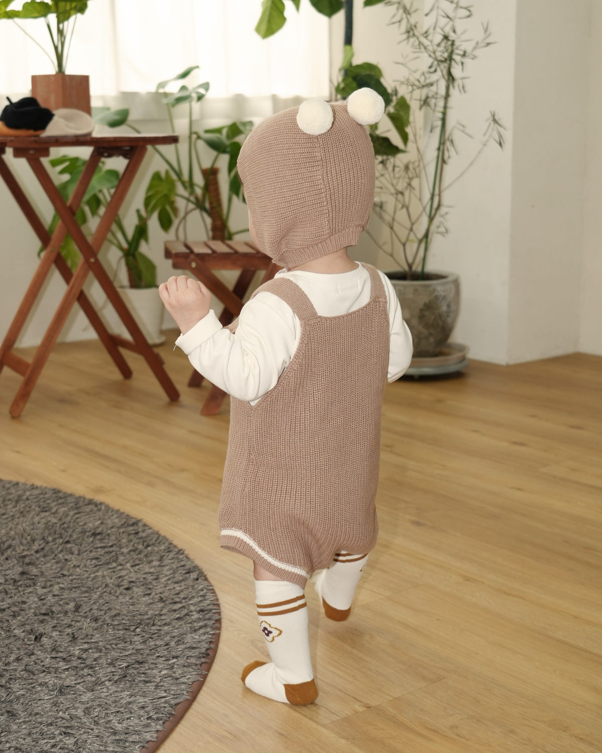Pom Pom Bear Knit Three-Piece Set【110356】