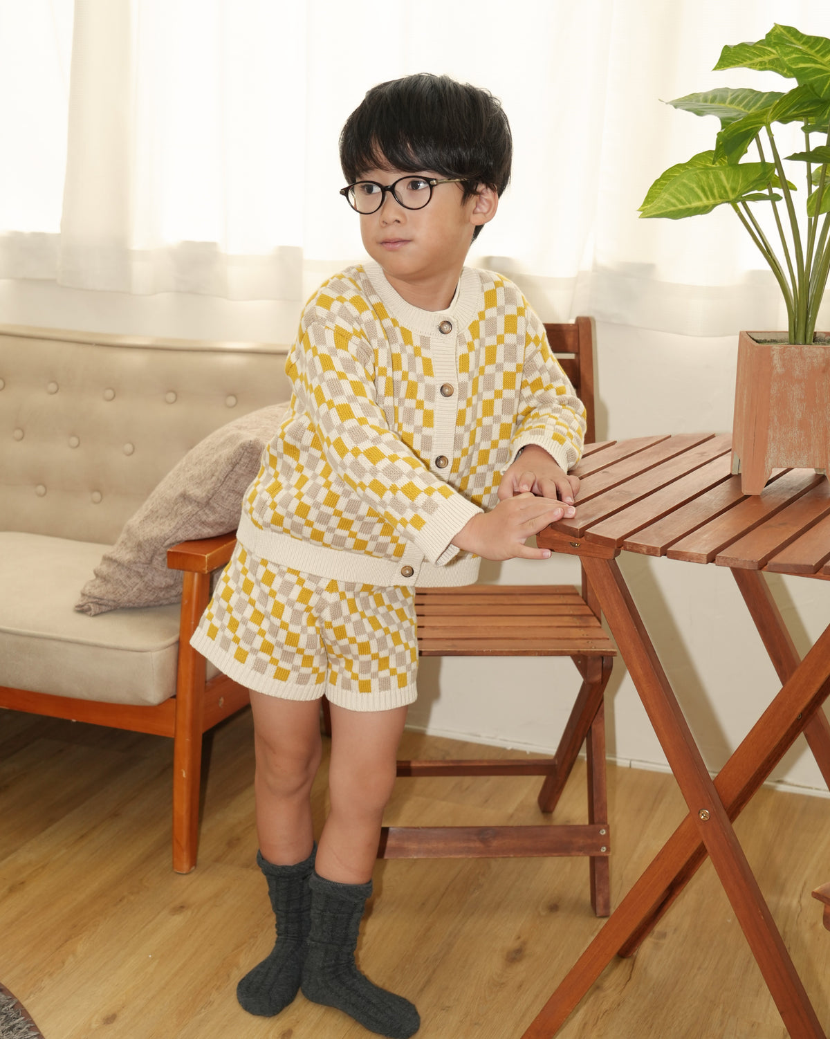 [110357] Block Pattern Knit Cardigan