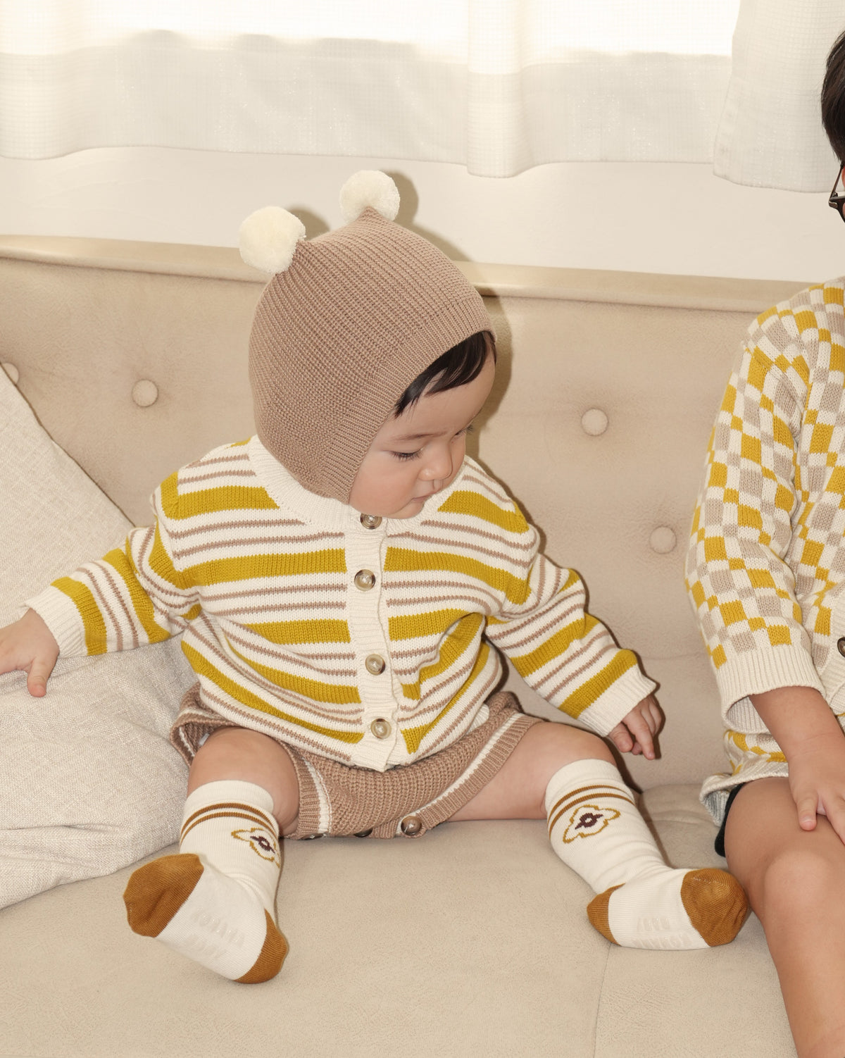 Pom Pom Bear Knit Three-Piece Set【110356】